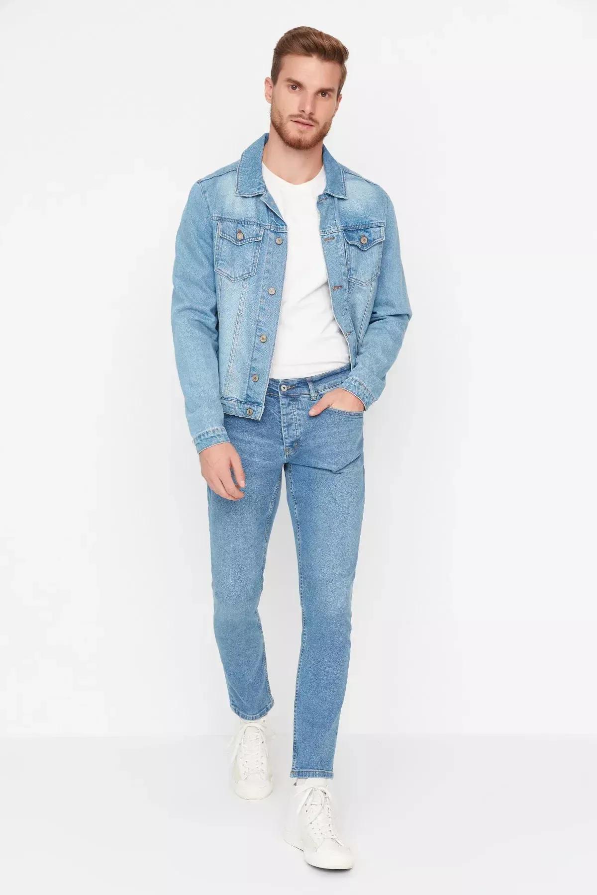 جينز بقصة سليم فت، أزرق, Blue, large image number 5