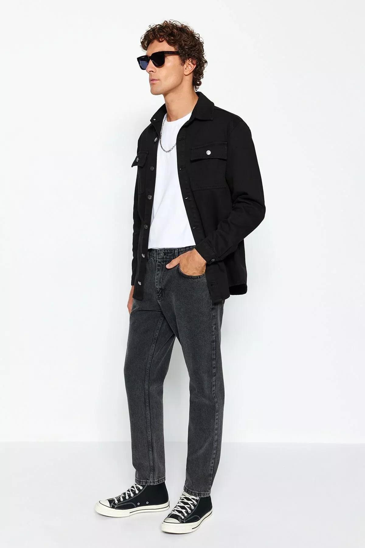 Black Boyfriend Denim Trousers, , large image number 1
