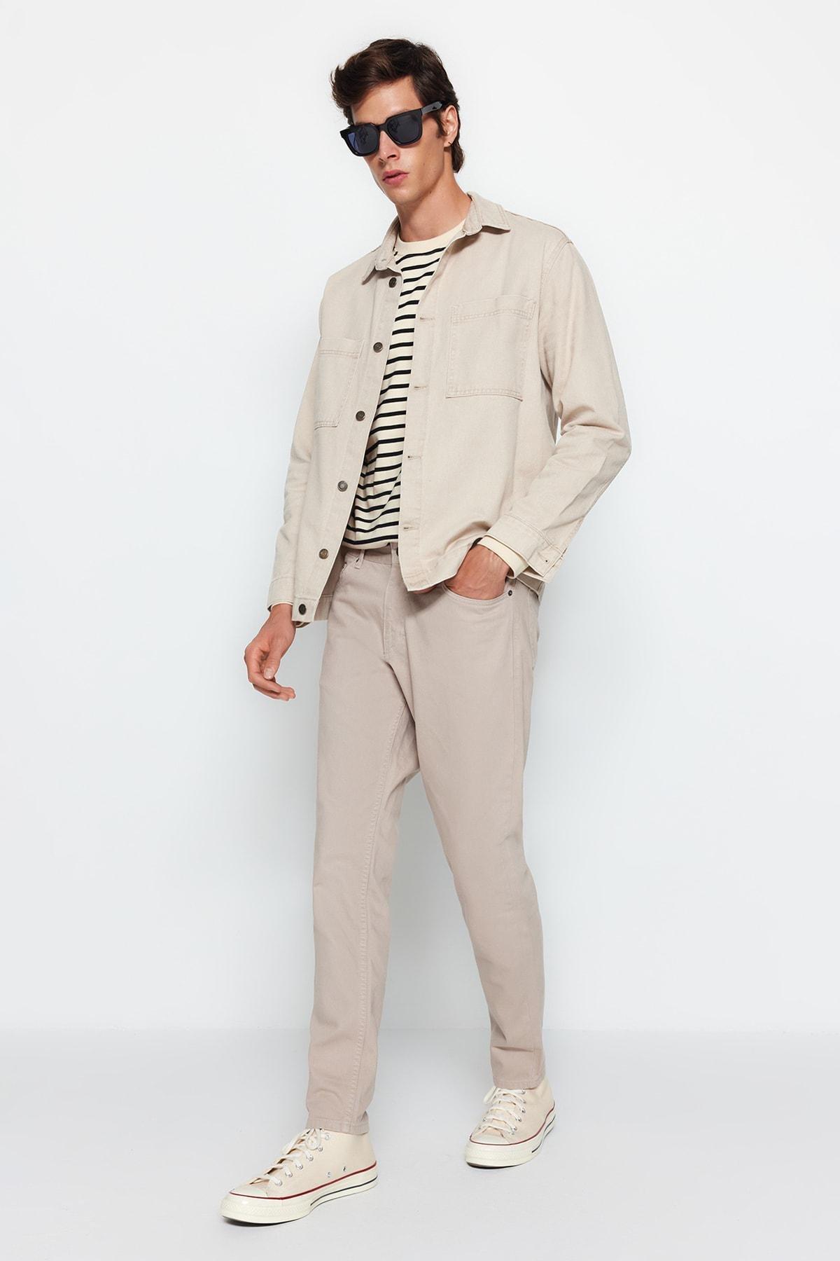 Beige Relaxed Boyfriend Jeans Jeans, , large image number 1