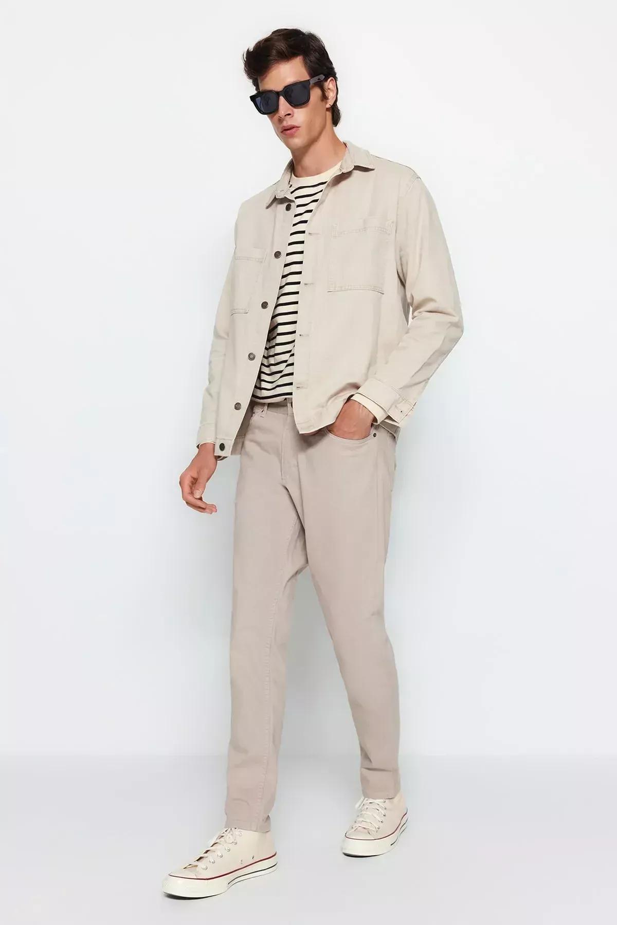 Beige Relaxed Boyfriend Jeans Jeans, , large image number 1