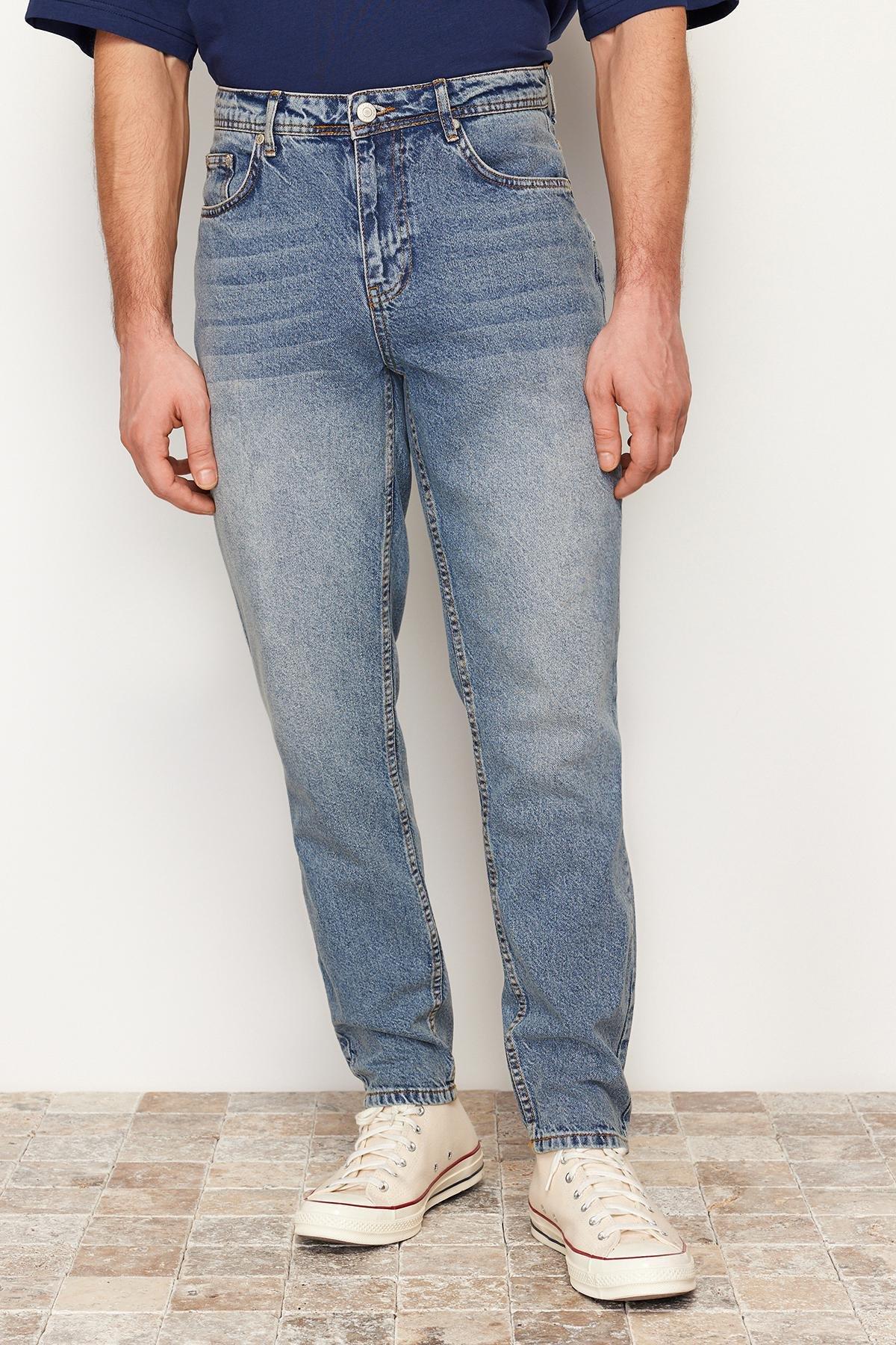 Navy Old Look Boyfriend Denim Trousers, Medium Blue-5003, large image number 3