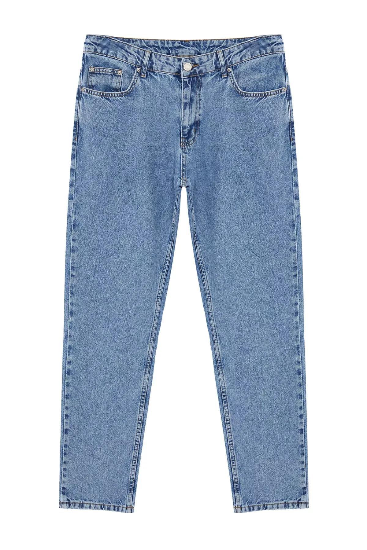 Blue Relax Fit Boyfriend Jeans, , large image number 5
