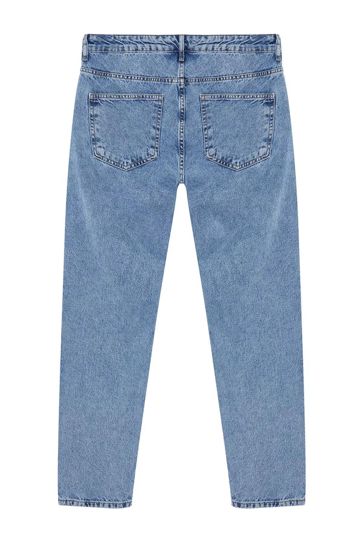 Blue Relax Fit Boyfriend Jeans, , large image number 6