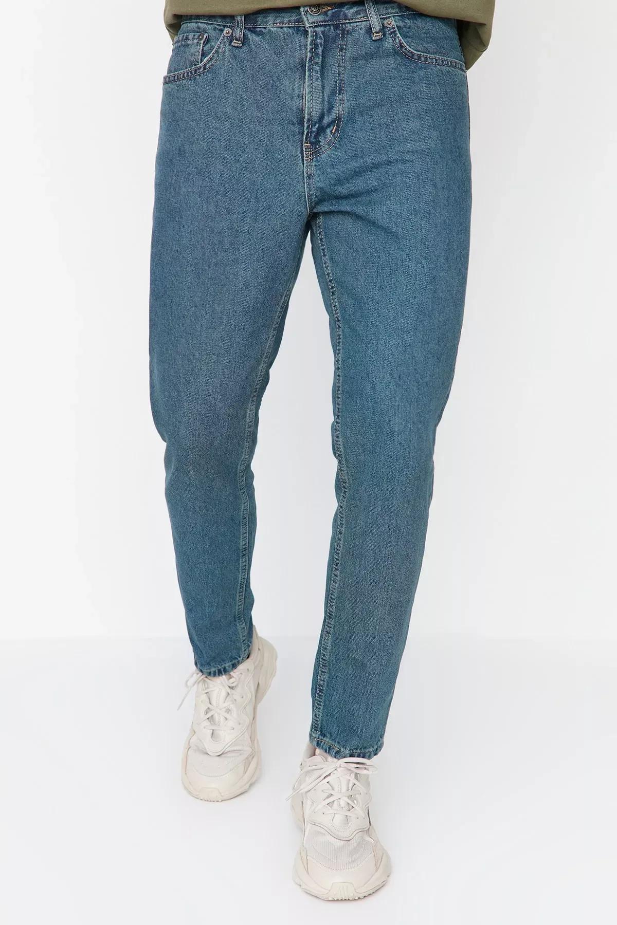 Navy Relaxed Slim Jeans, , medium