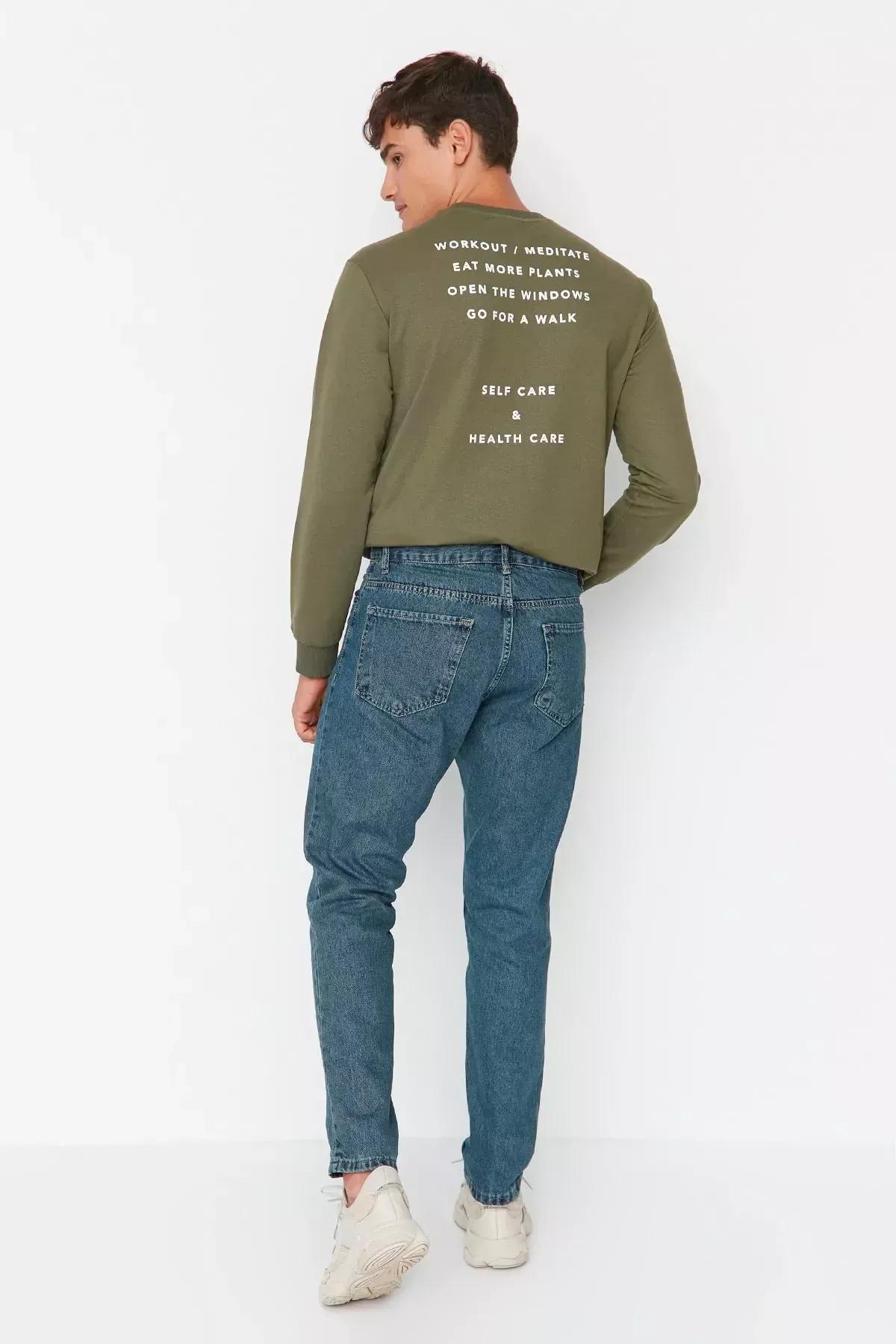 Navy Relaxed Slim Jeans, Dark blue, medium