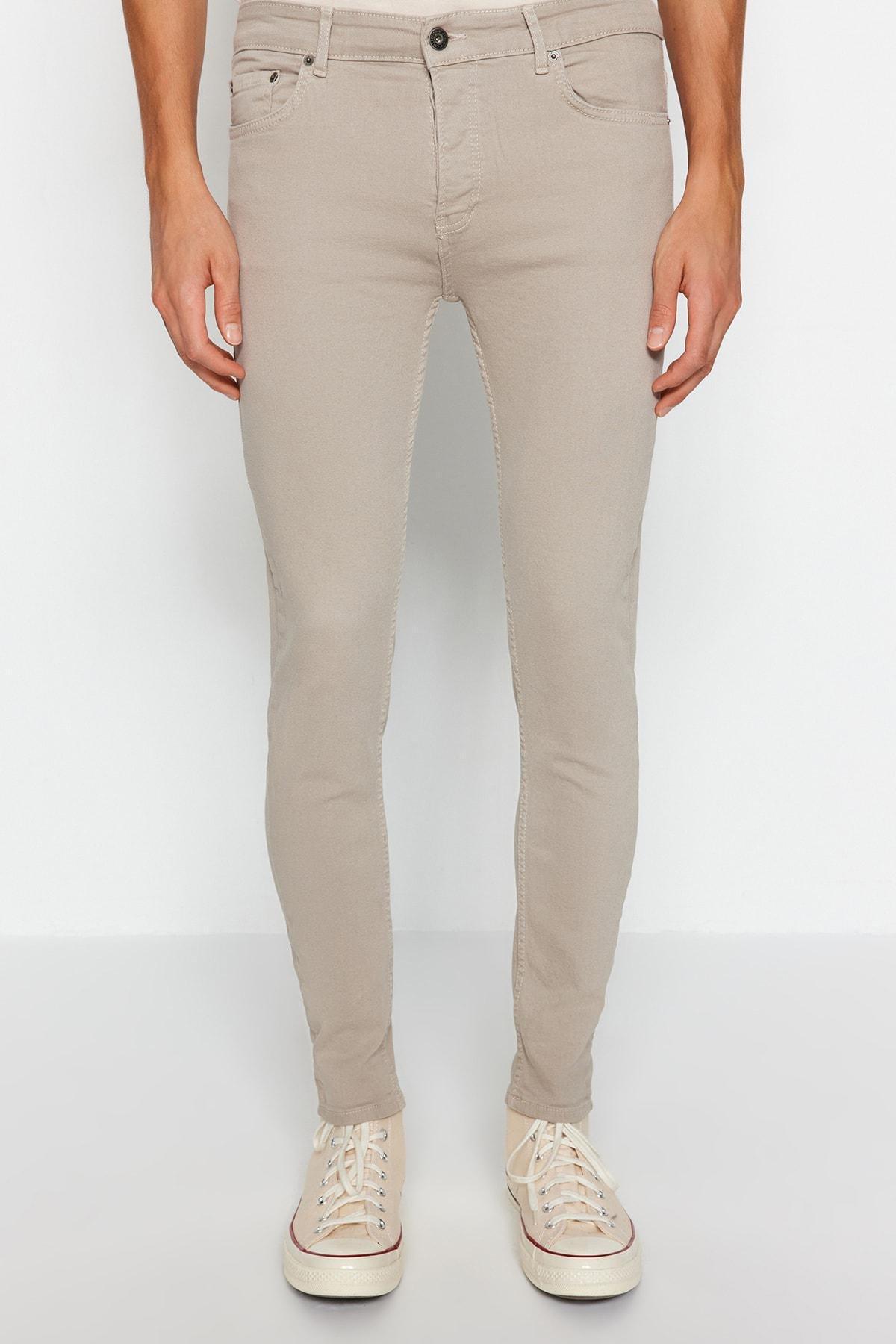Beige Skinny Fit Stretchy Fabric Jeans, , large image number 3