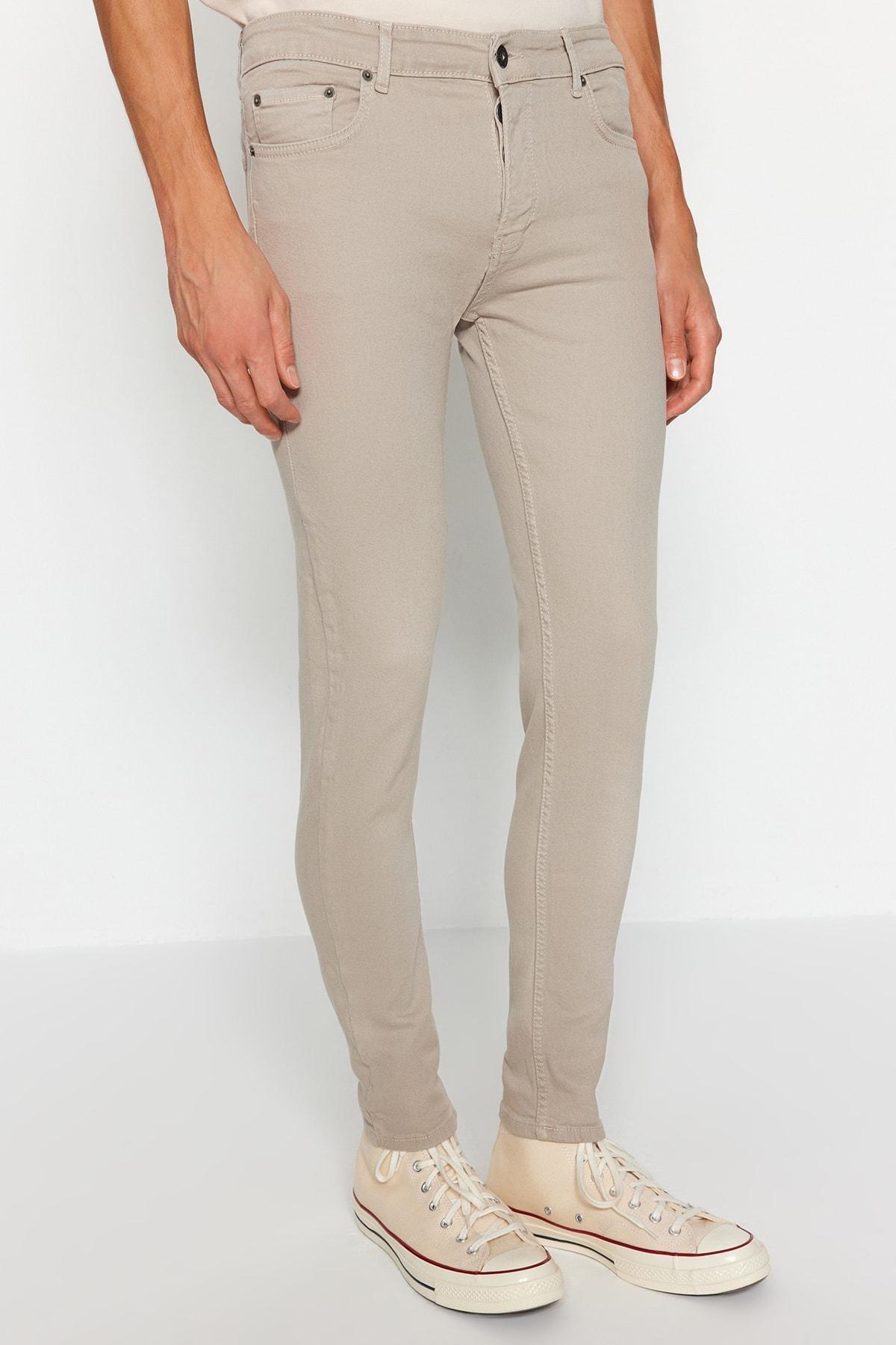 Beige Skinny Fit Stretchy Fabric Jeans, , large image number 4
