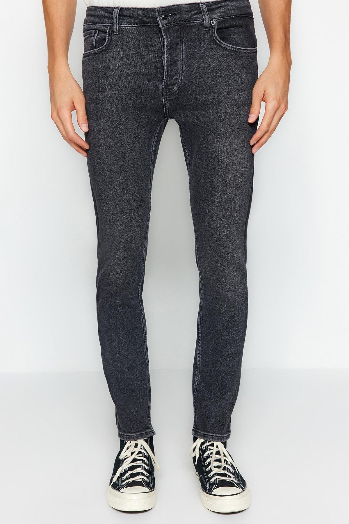 Grey Skinny Fit Jeans Denim Trousers, Black-1003, large image number 2