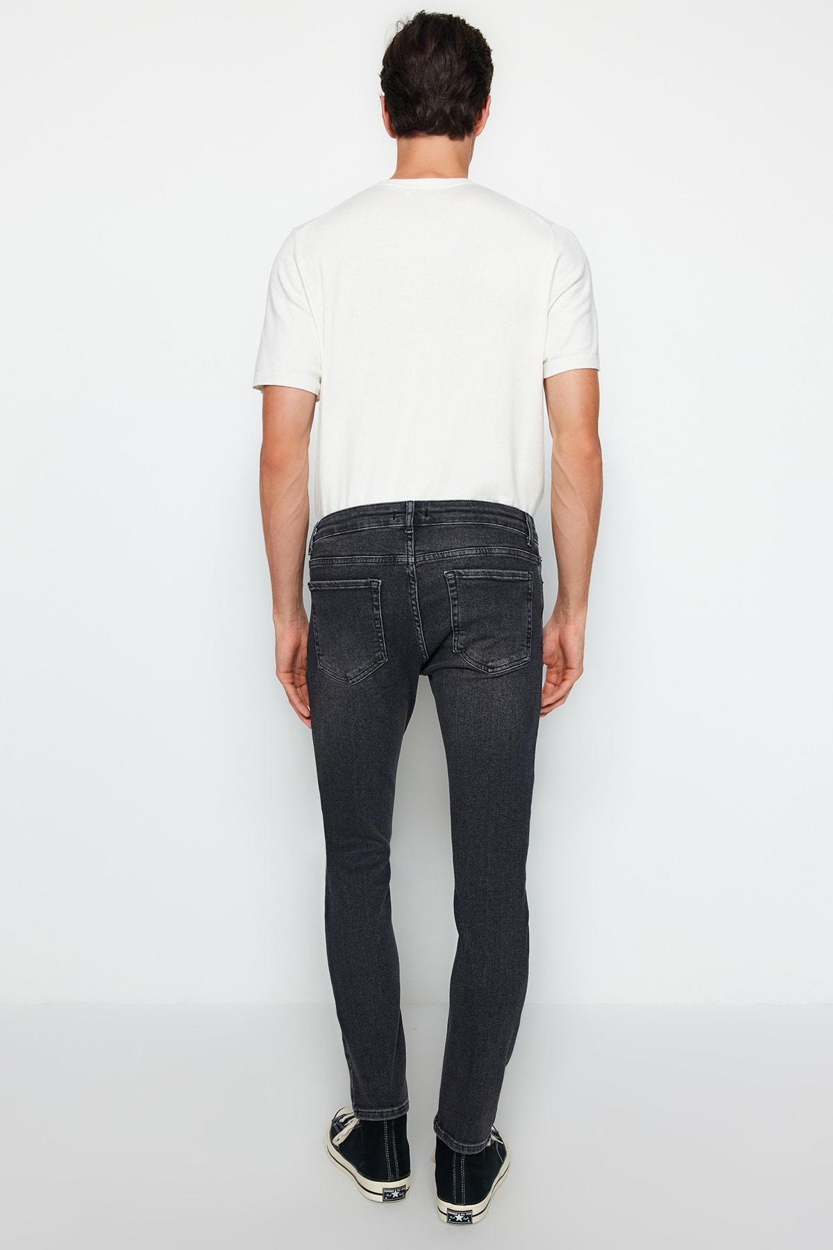 Grey Skinny Fit Jeans Denim Trousers, Black-1003, large image number 4