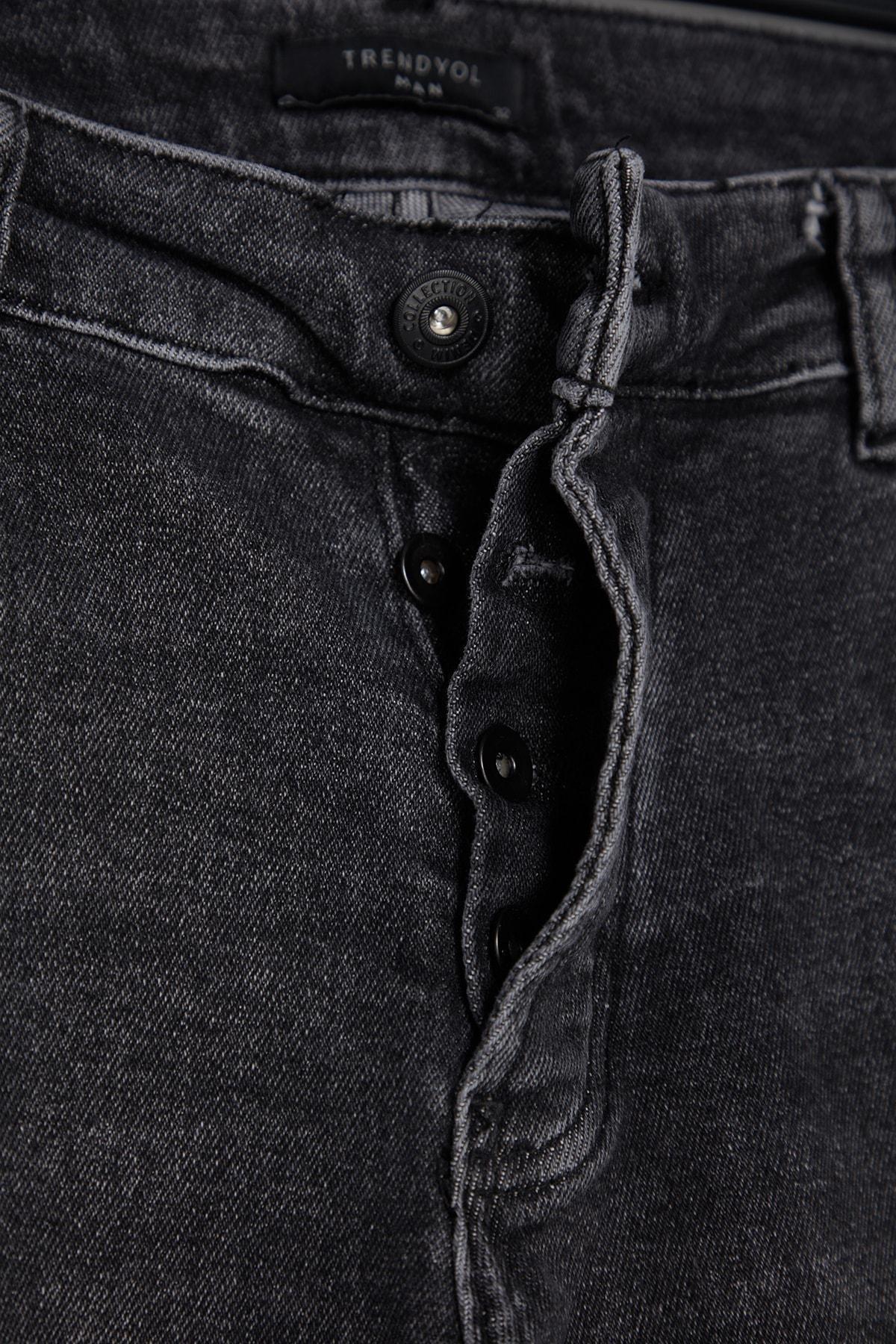 Grey Skinny Fit Jeans Denim Trousers, Black-1003, large image number 6