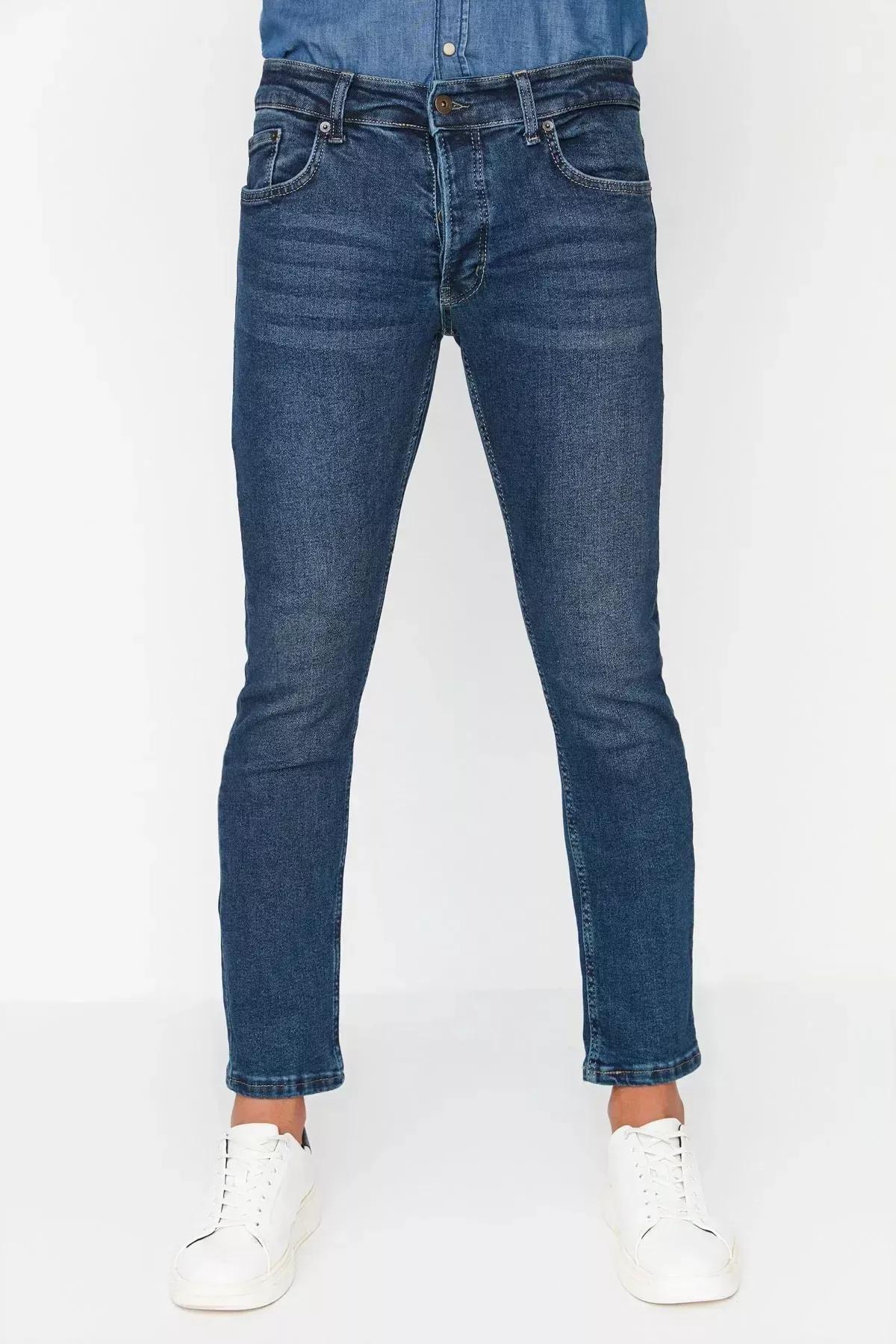 Navy Skinny Denim Jeans, Dark blue, large image number 5