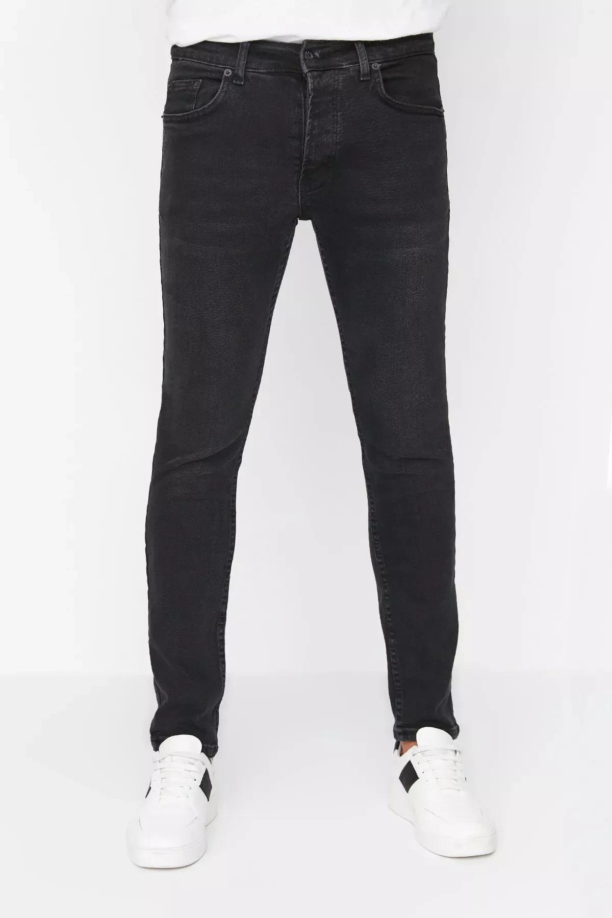Black Skinny Denim Jeans, Black, medium