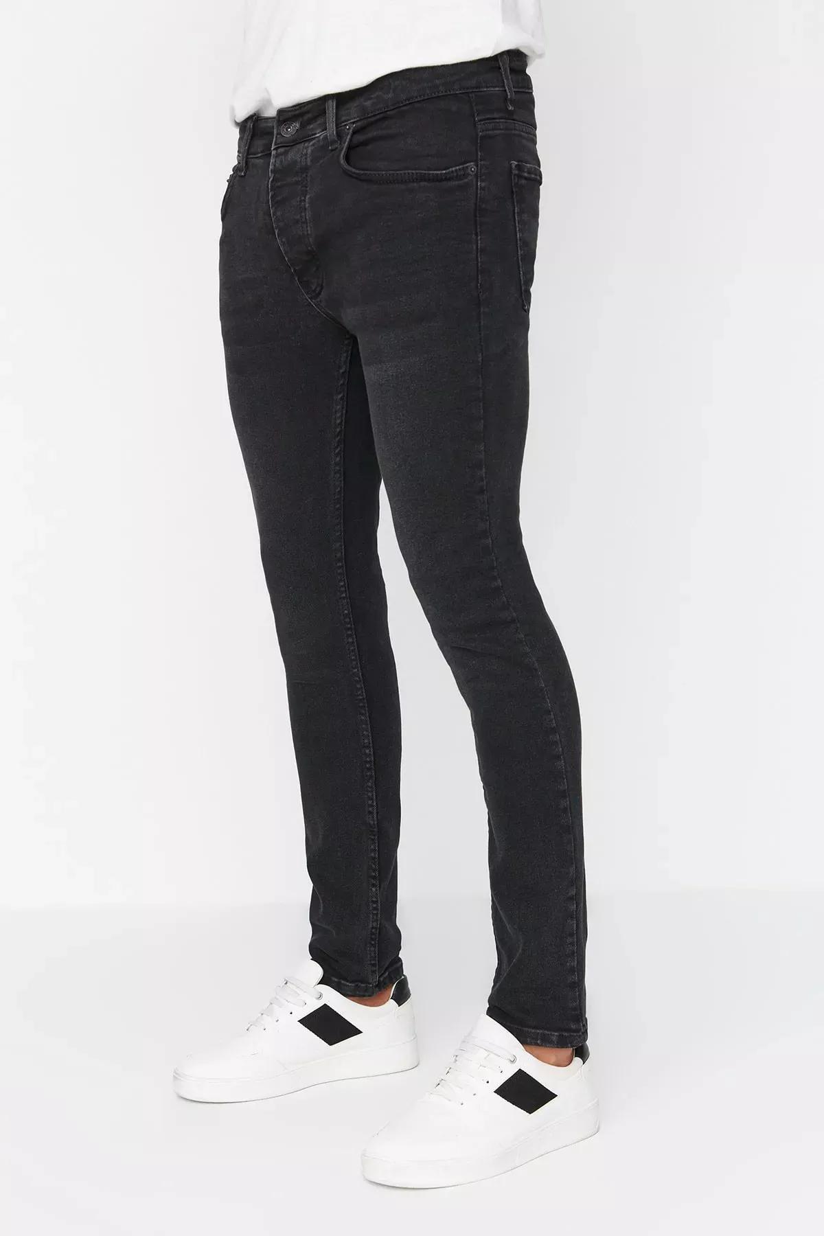 Black Skinny Denim Jeans, Black, medium