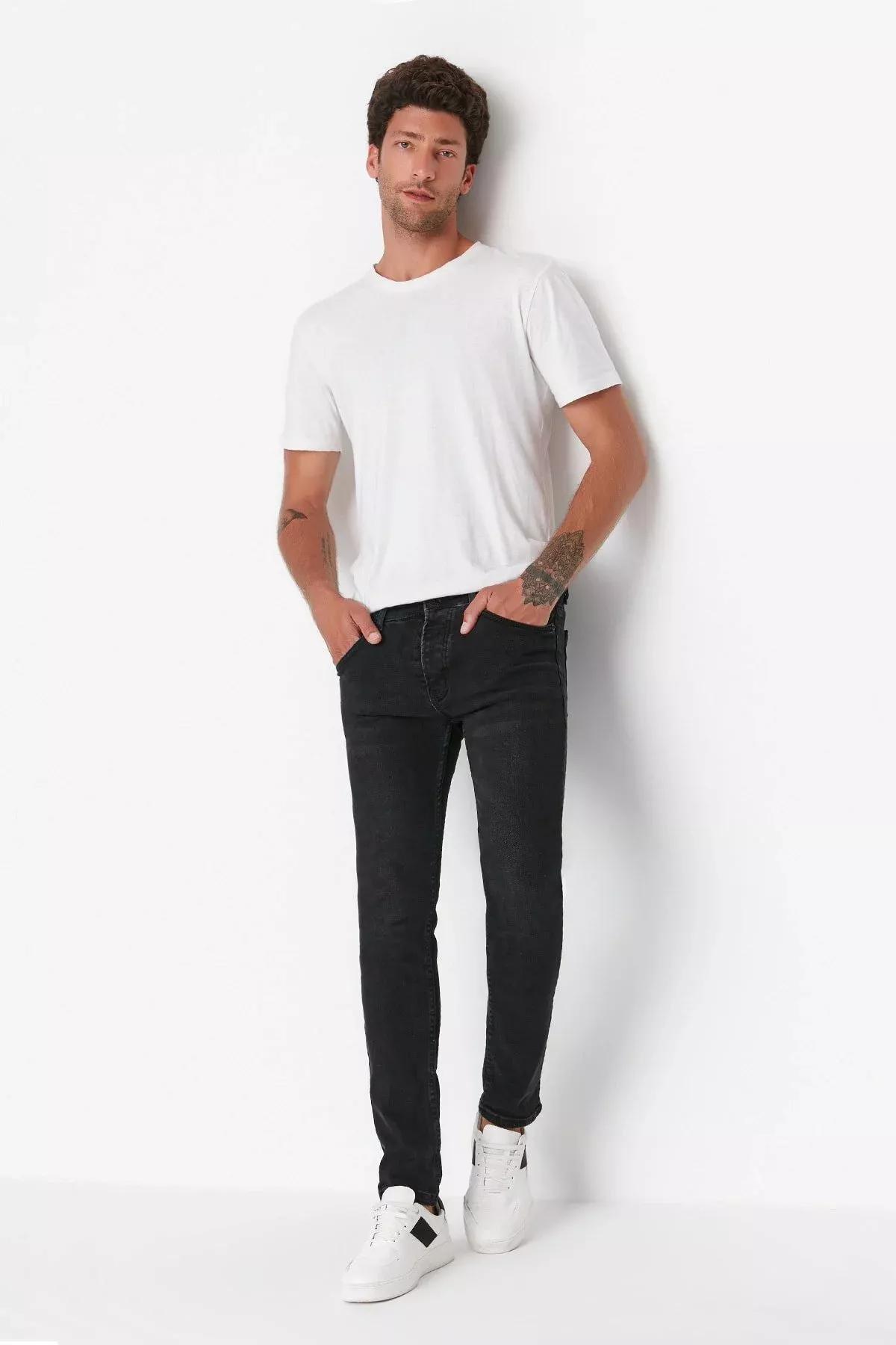 Black Skinny Denim Jeans, Black, large image number 3