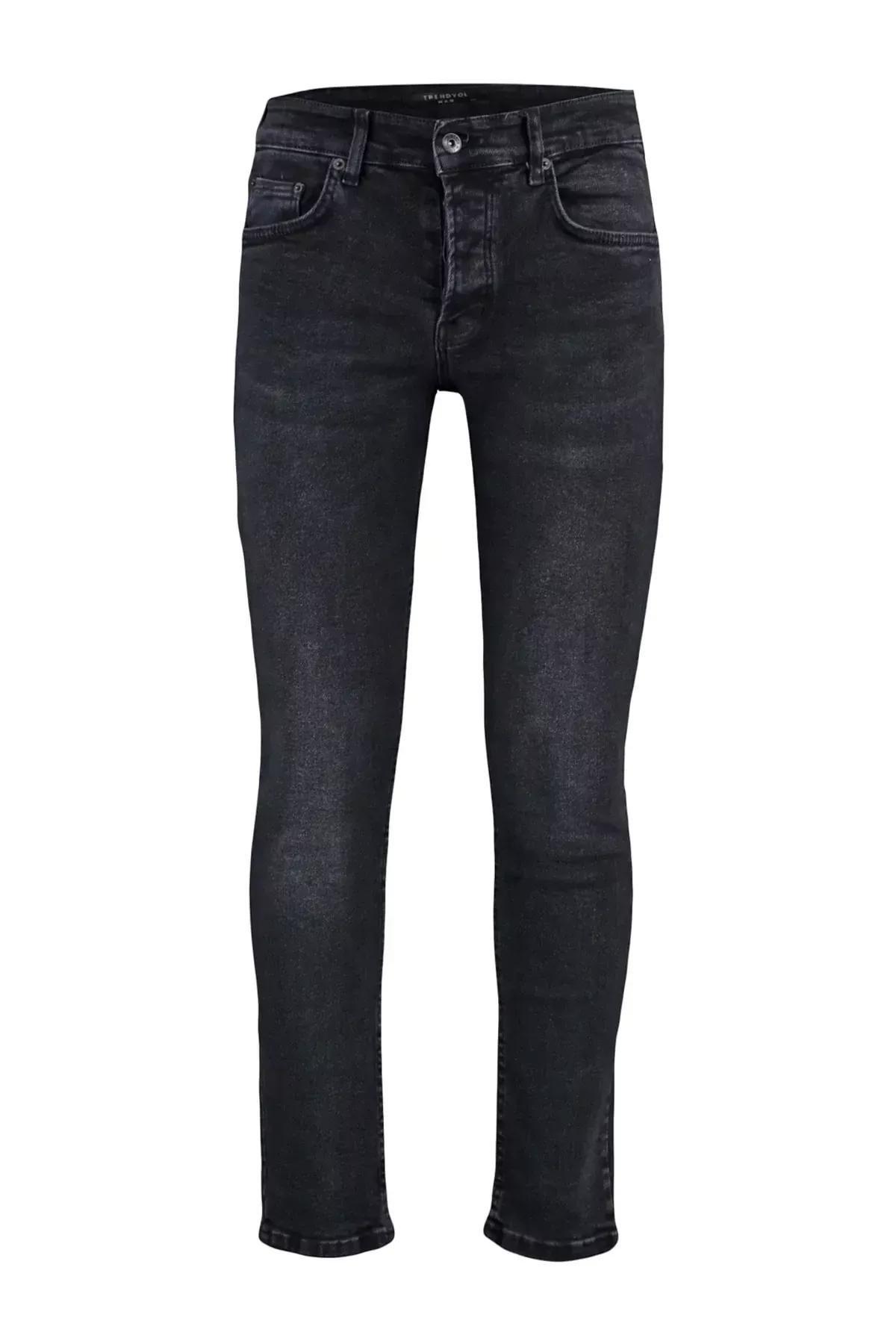 Black Skinny Denim Jeans, Black, large image number 6