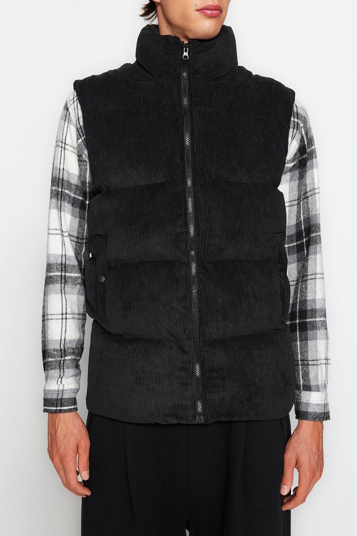Black Stand-Up Collar Vest, , large image number 3