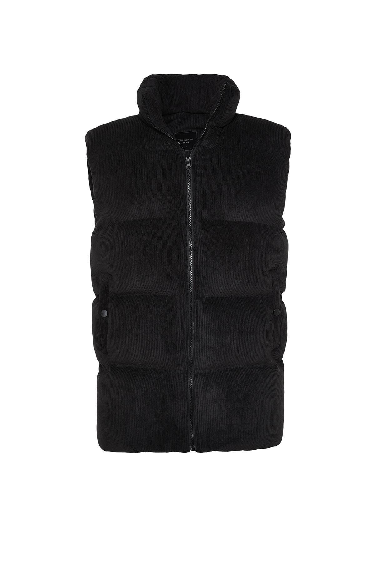 Black Stand-Up Collar Vest, , large image number 5