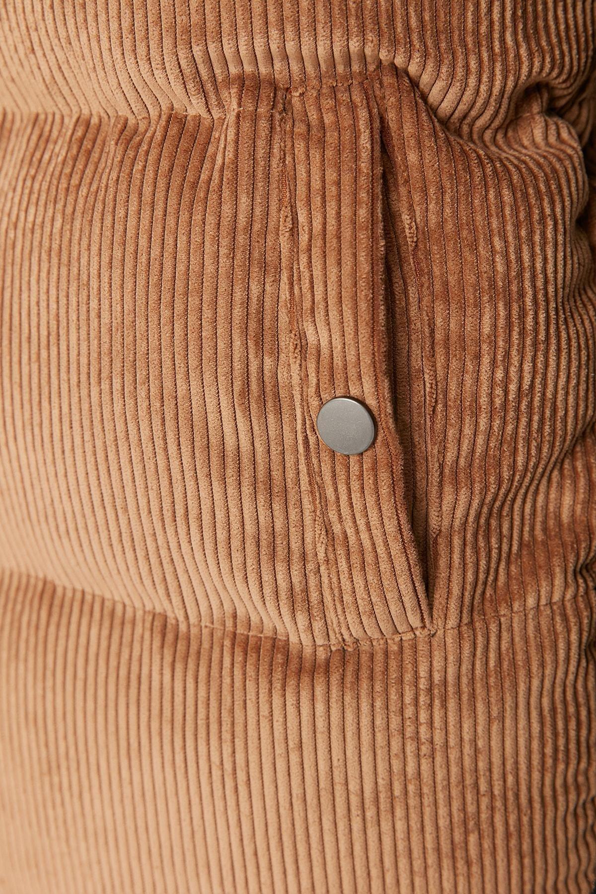 Brown Standing Collar Vest, , large image number 3
