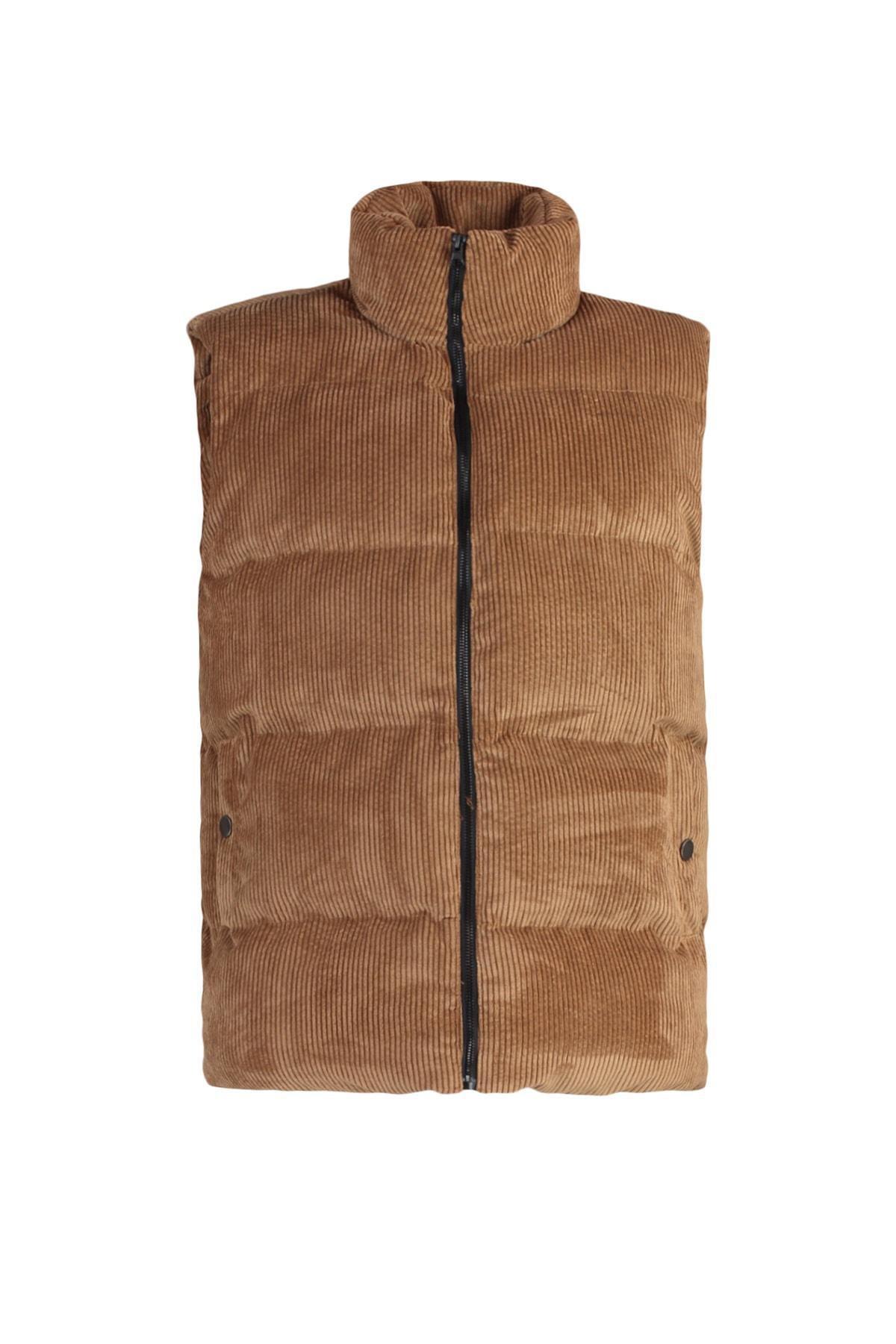 Trendyol - Brown Standing Collar Vest