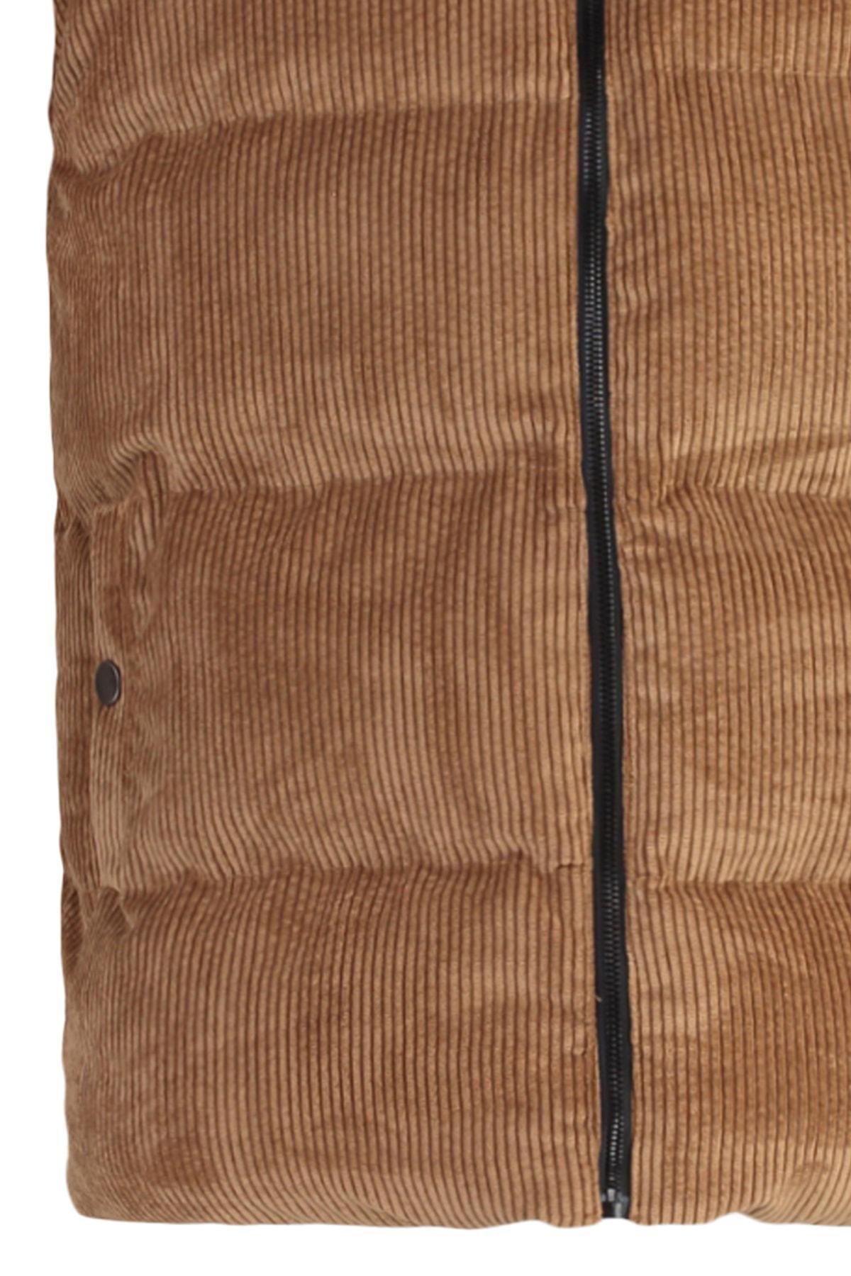 Brown Standing Collar Vest, , large image number 6