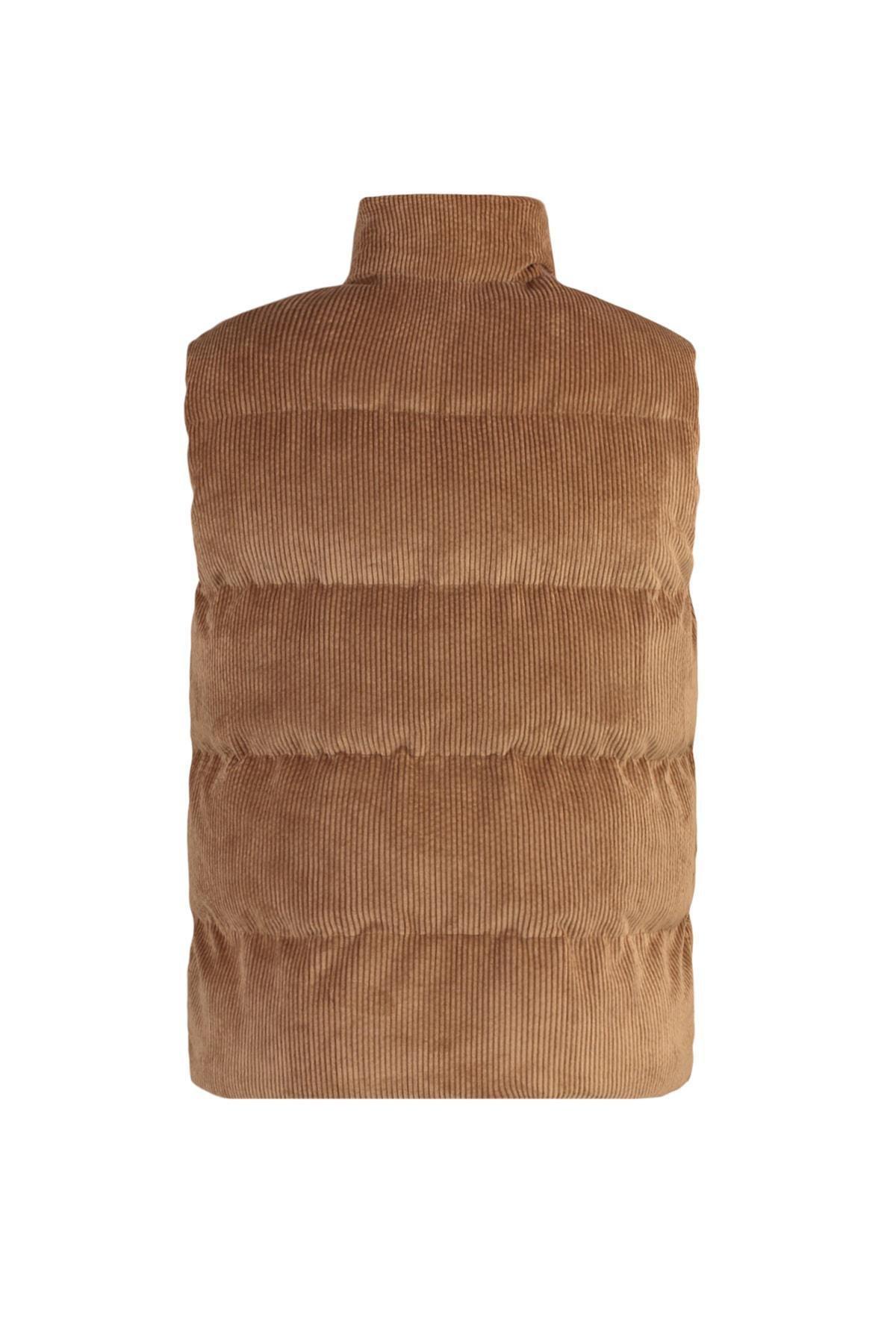 Brown Standing Collar Vest, , large image number 7