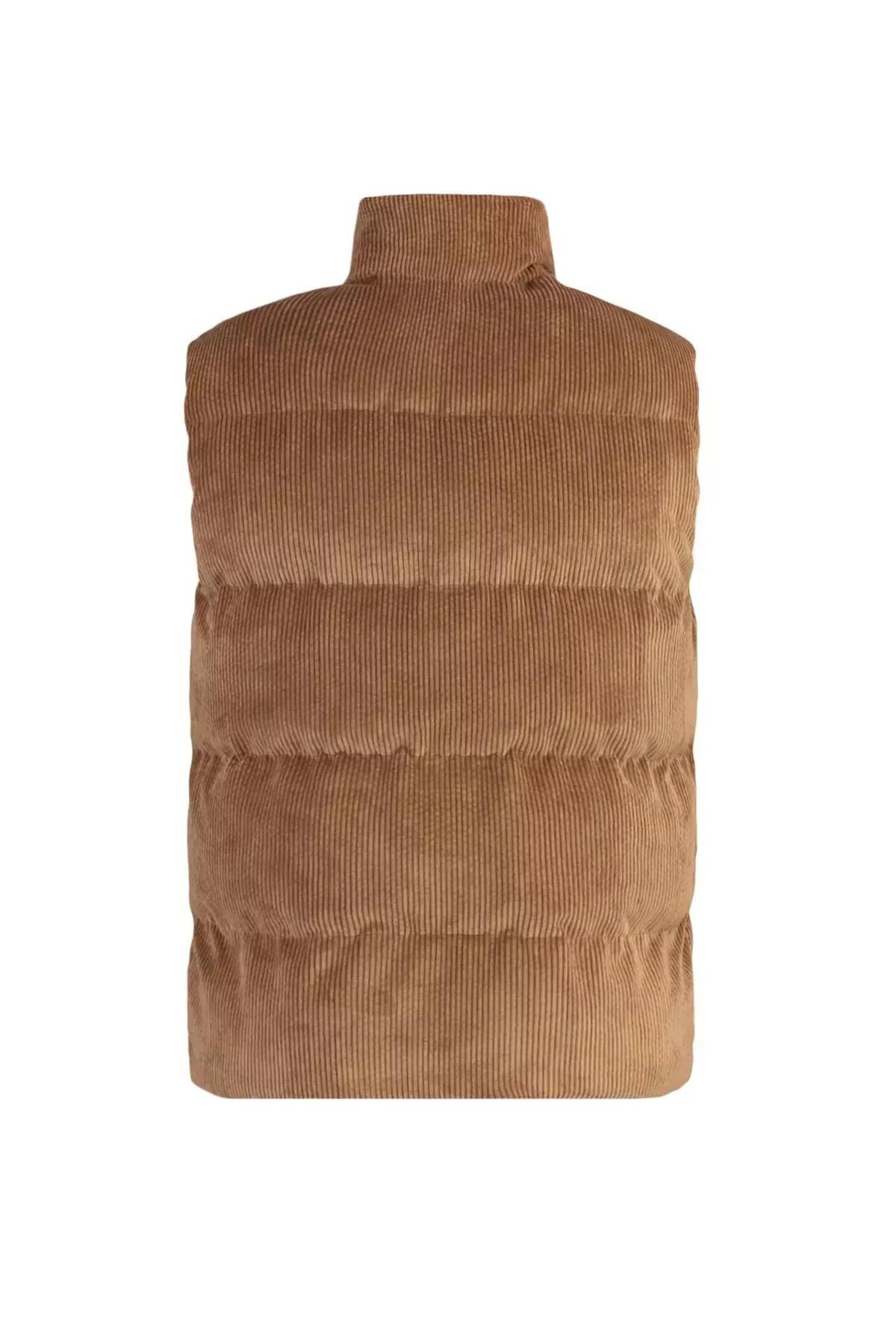 Brown Standing Collar Vest, , large image number 7