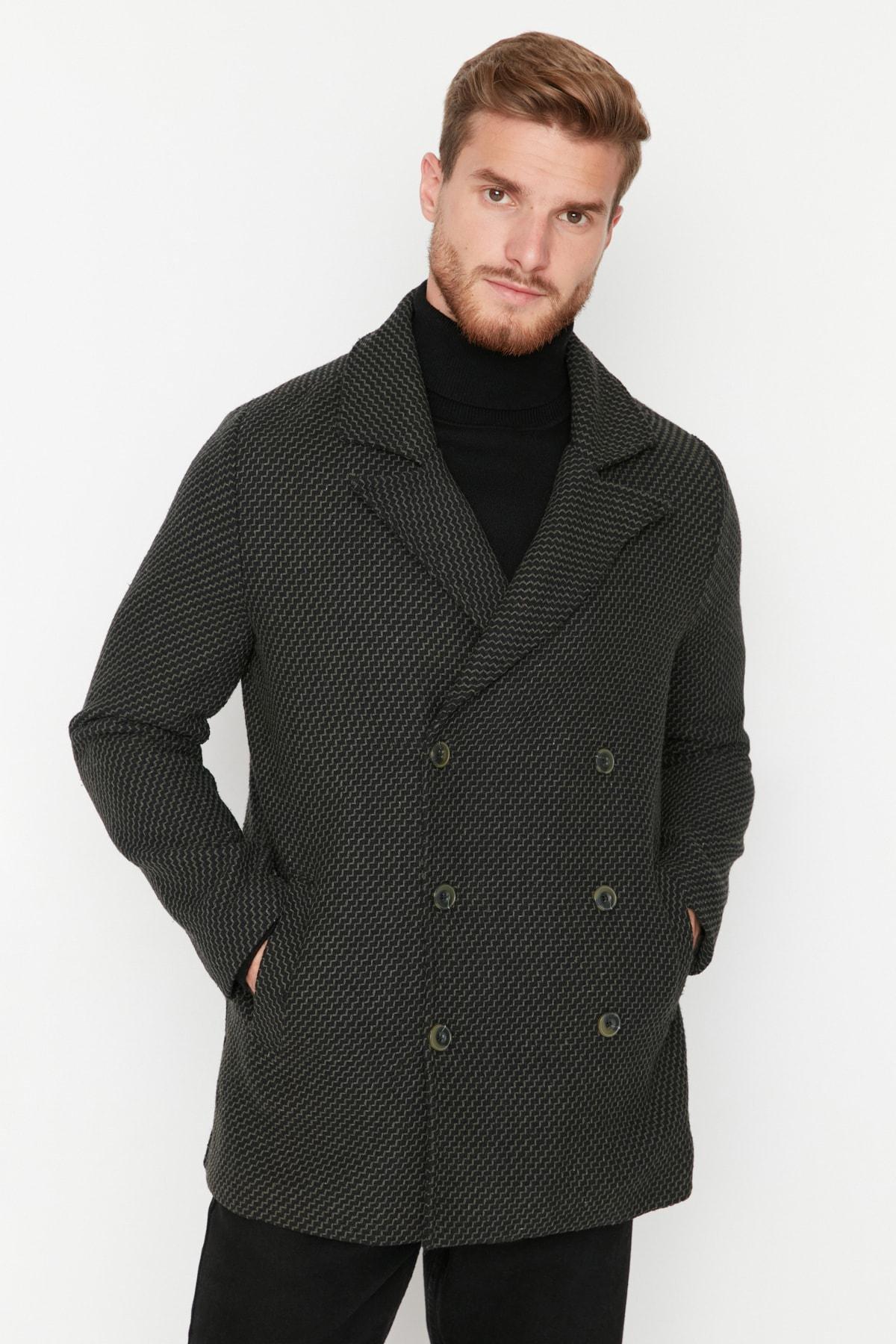 Khaki Double Breasted Coat, , large image number 0