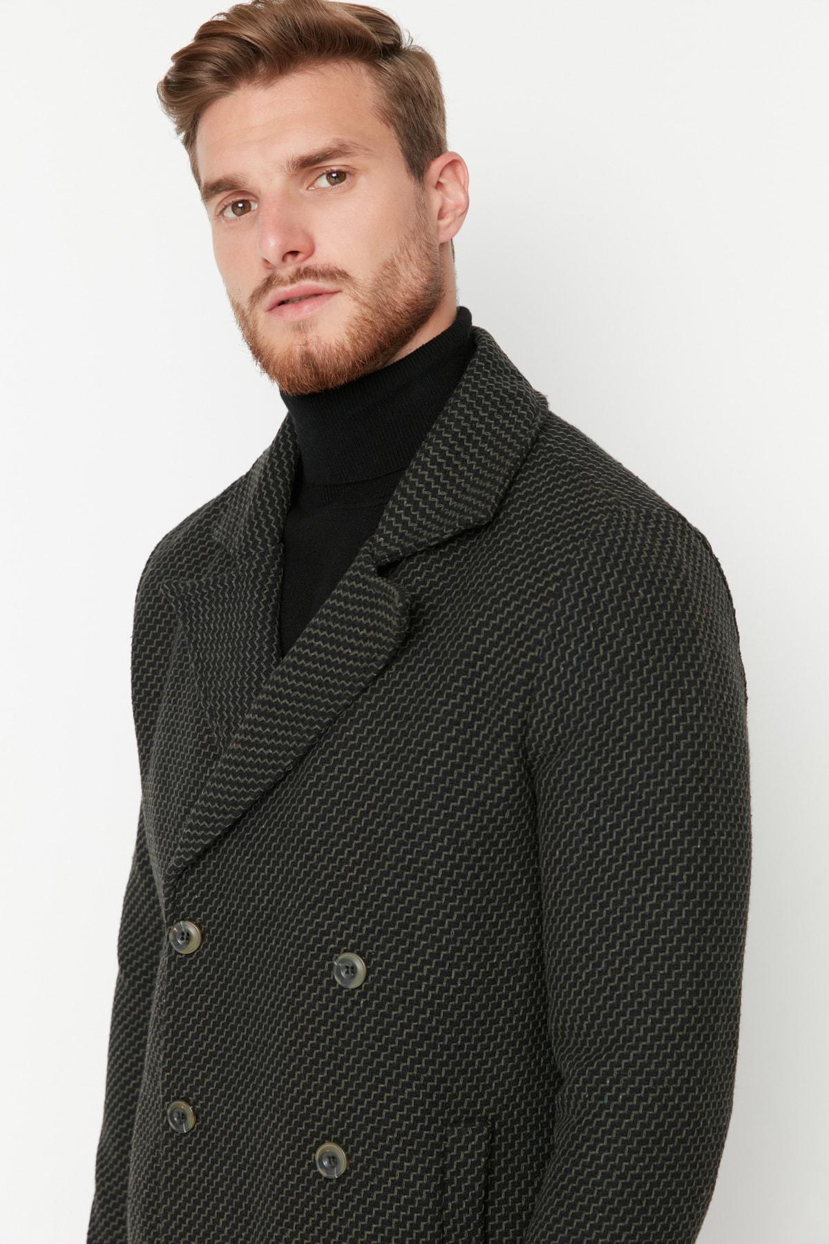 Khaki Double Breasted Coat, , large image number 1