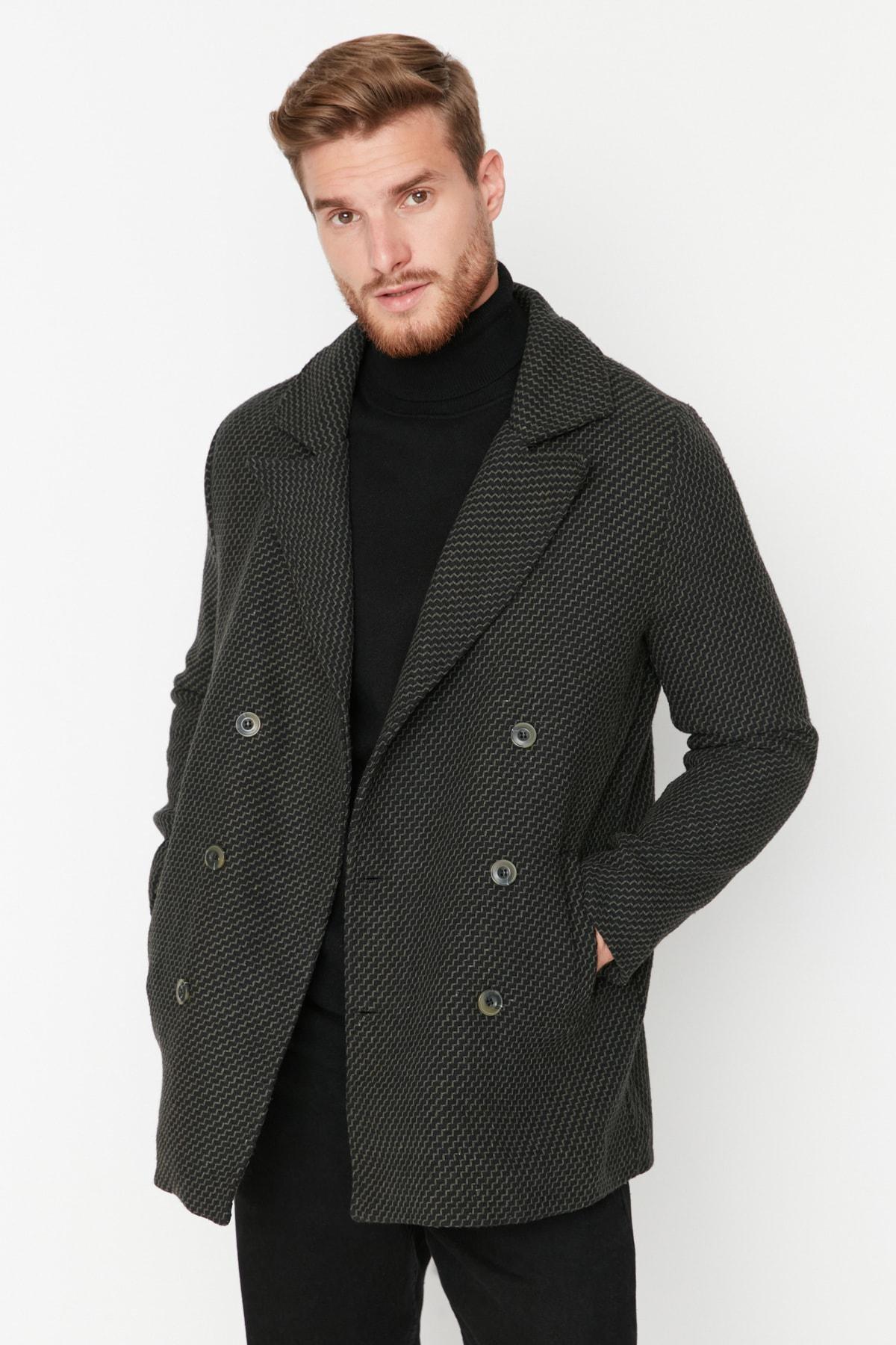 Khaki Double Breasted Coat, , large image number 3