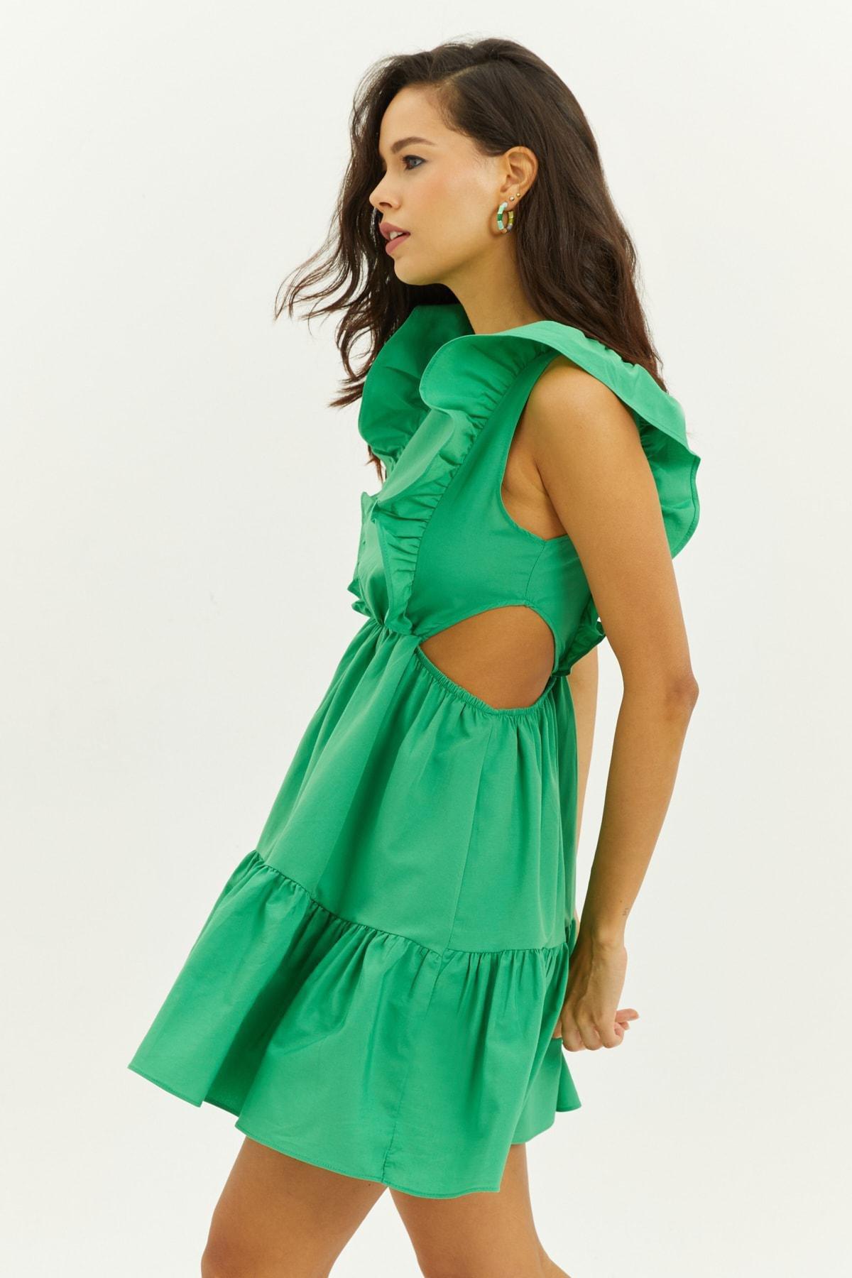 Cool & Sexy - Green Ruffle Hem Dress