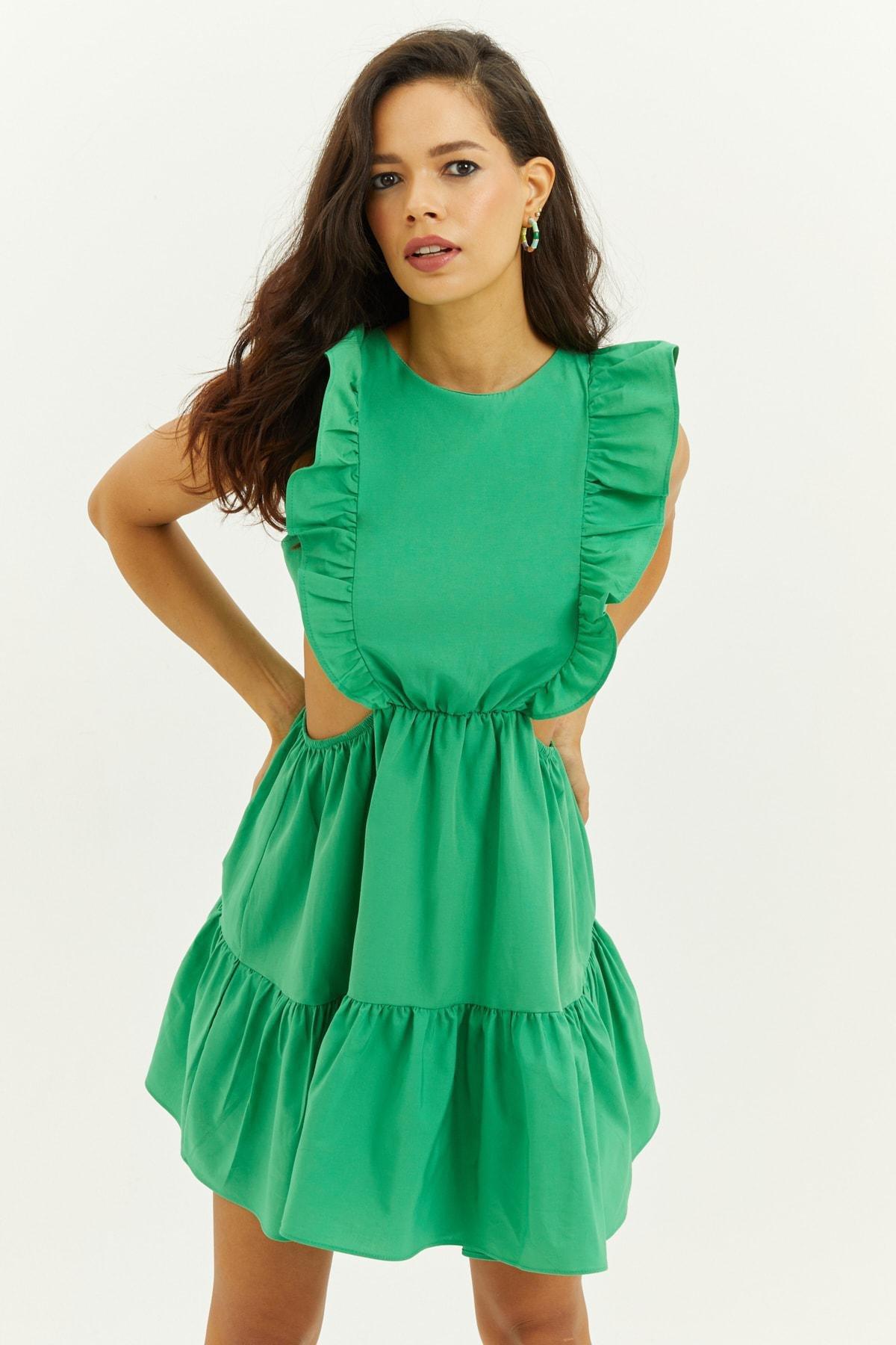 Cool & Sexy - Green Ruffle Hem Dress