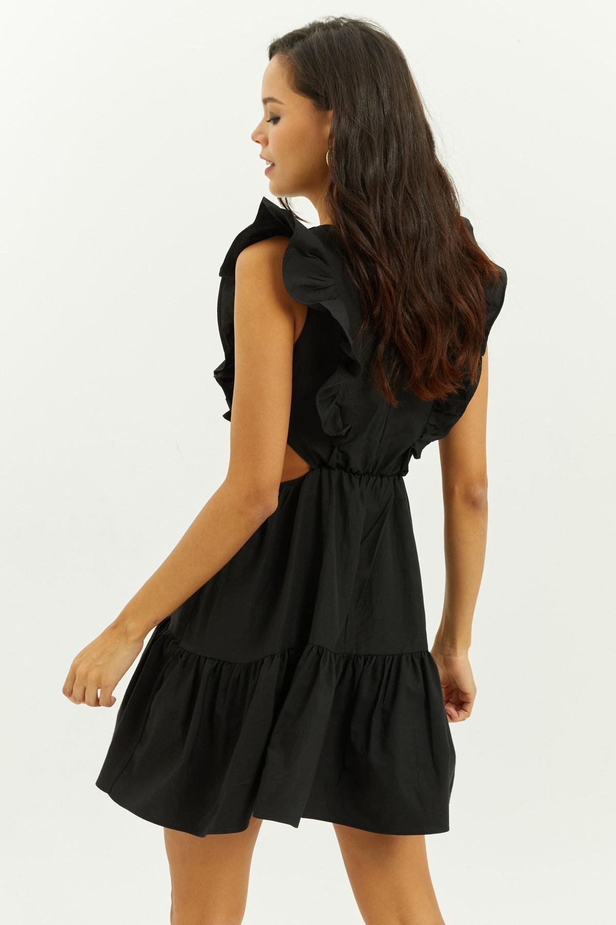 Black Ruffle Hem Dress, , large image number 3