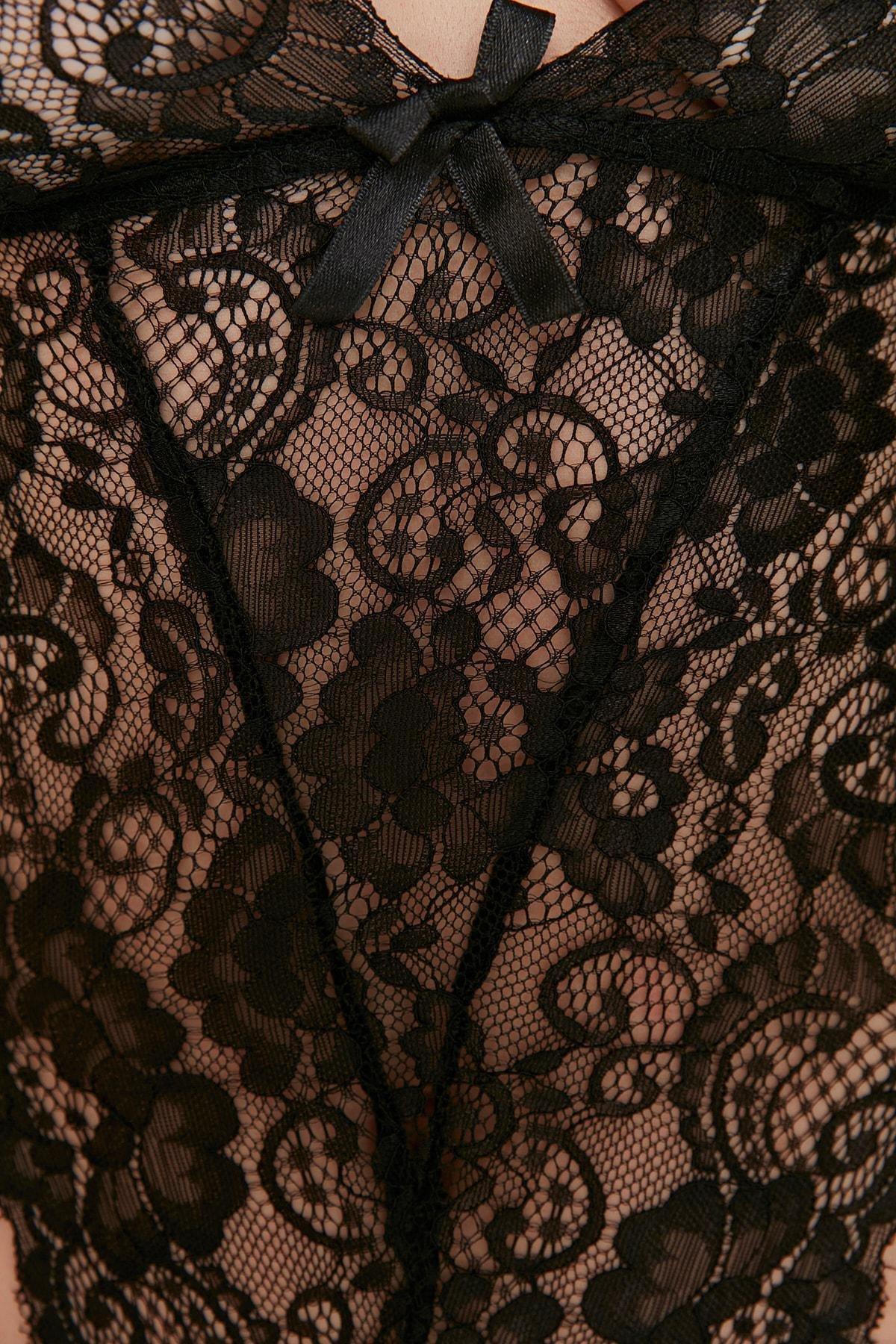 Black Crew Neck Bodysuit, , large image number 2