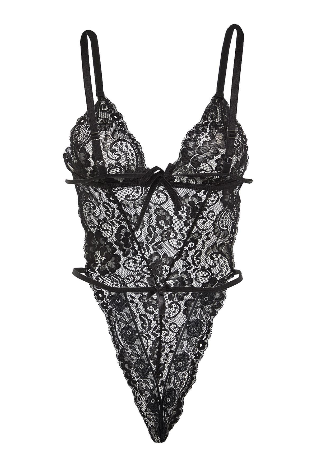 Black Crew Neck Bodysuit, , large image number 5