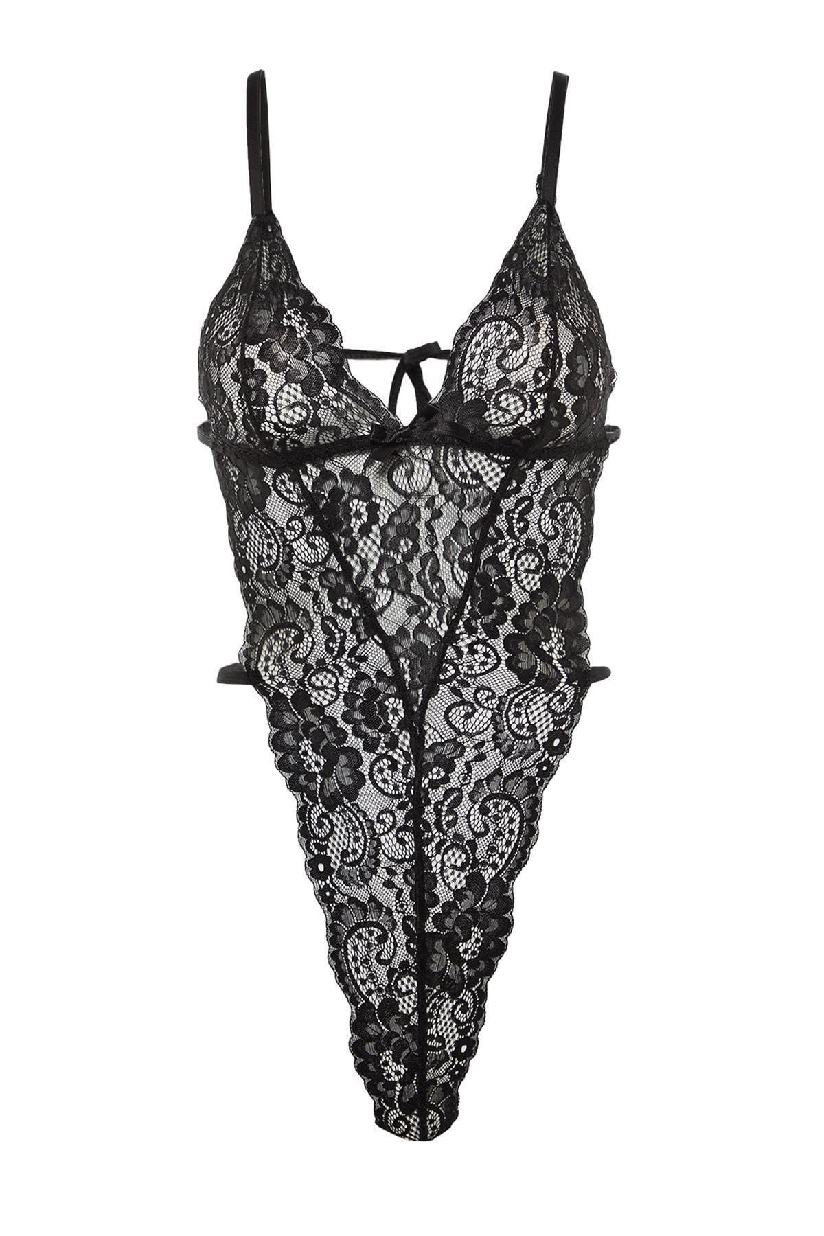 Black Crew Neck Bodysuit, , large image number 7