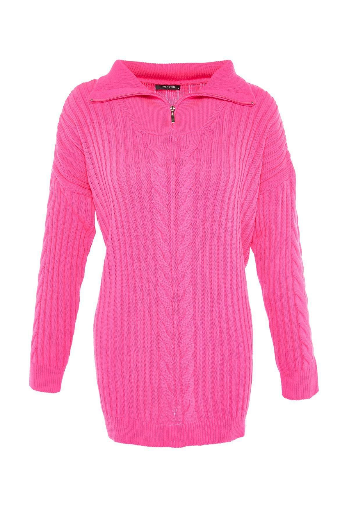 Pink High Neck Relaxed Sweater, , large image number 5