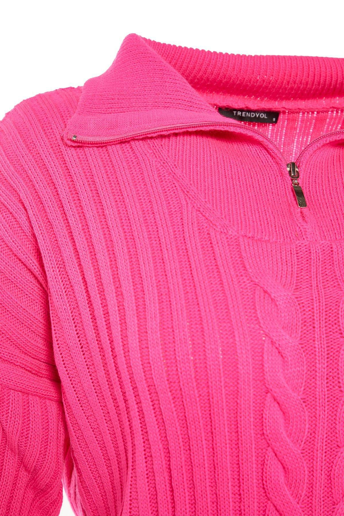 Pink High Neck Relaxed Sweater, , large image number 6