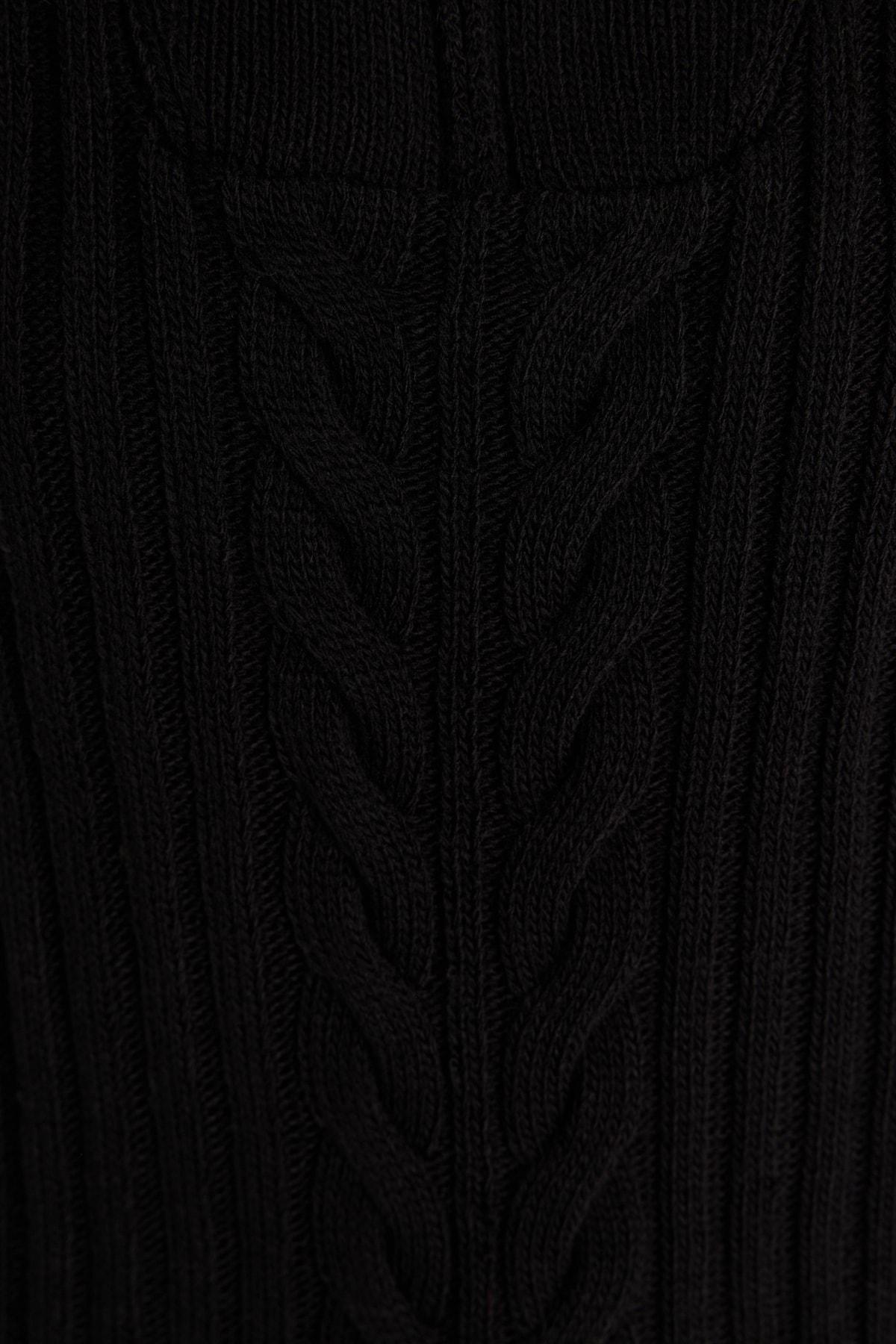 Black Relaxed Herring Bone Sweater, , large image number 3