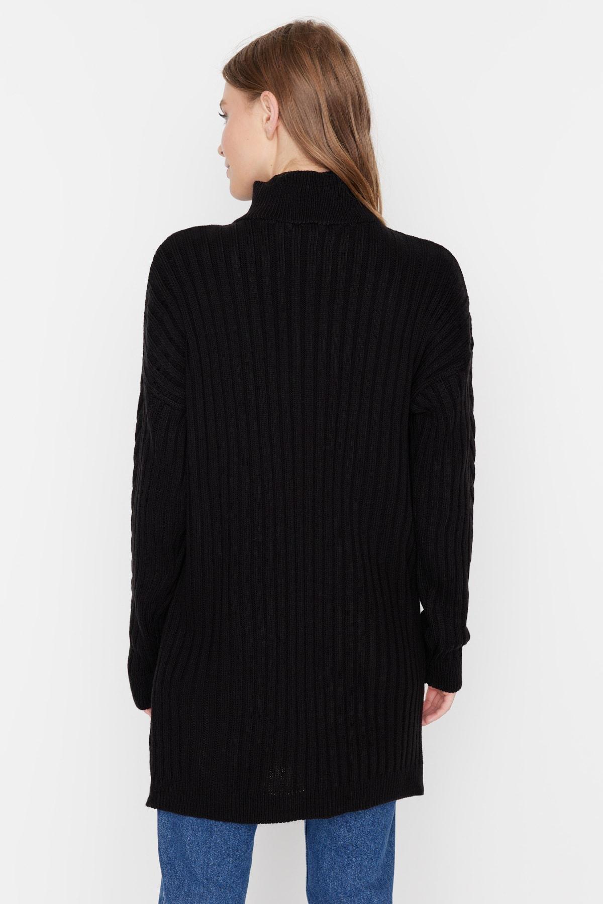 Black Relaxed Herring Bone Sweater, , large image number 4