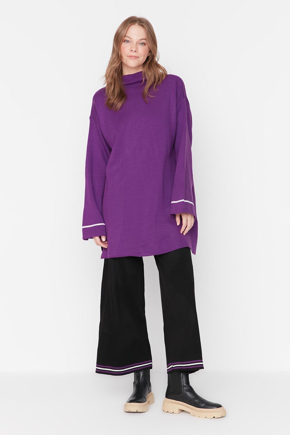 Purple Standing Collar Co-Ord Set, , large image number 0