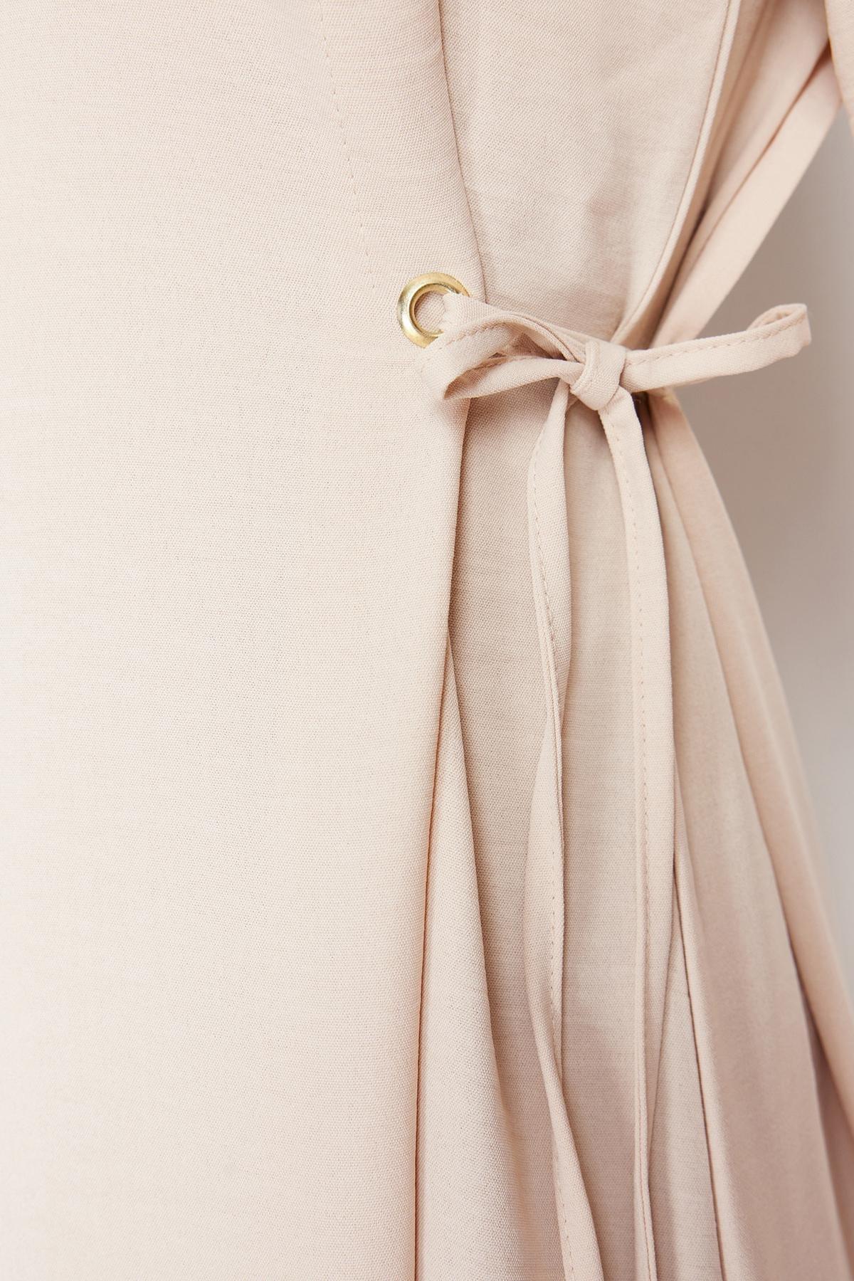 Beige Ruched Shift Maxi Dress, , large image number 3