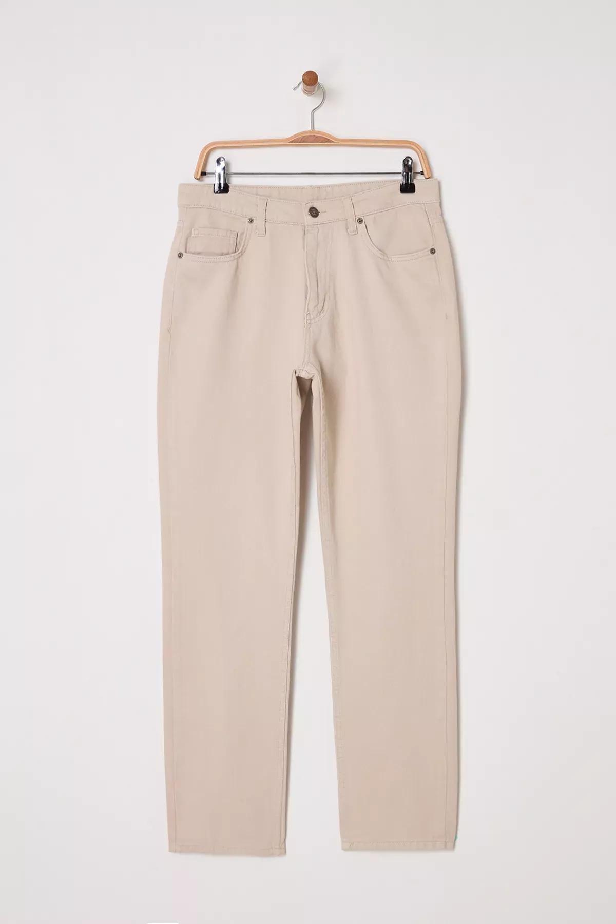 Beige Straight Fit Jeans, , large image number 0