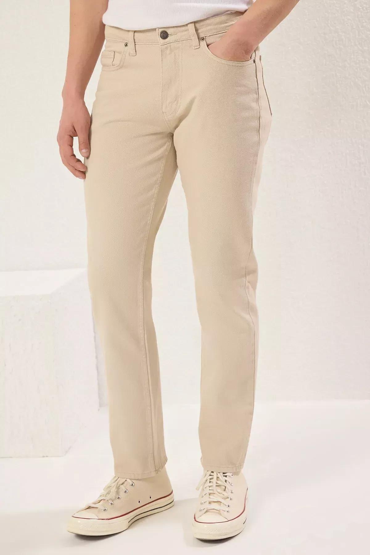 Beige Straight Fit Jeans, STONE, large image number 4