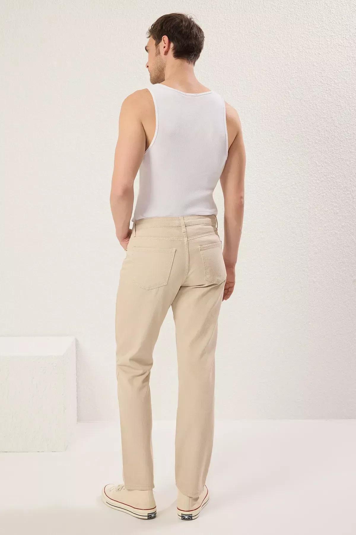 Beige Straight Fit Jeans, STONE, large image number 6