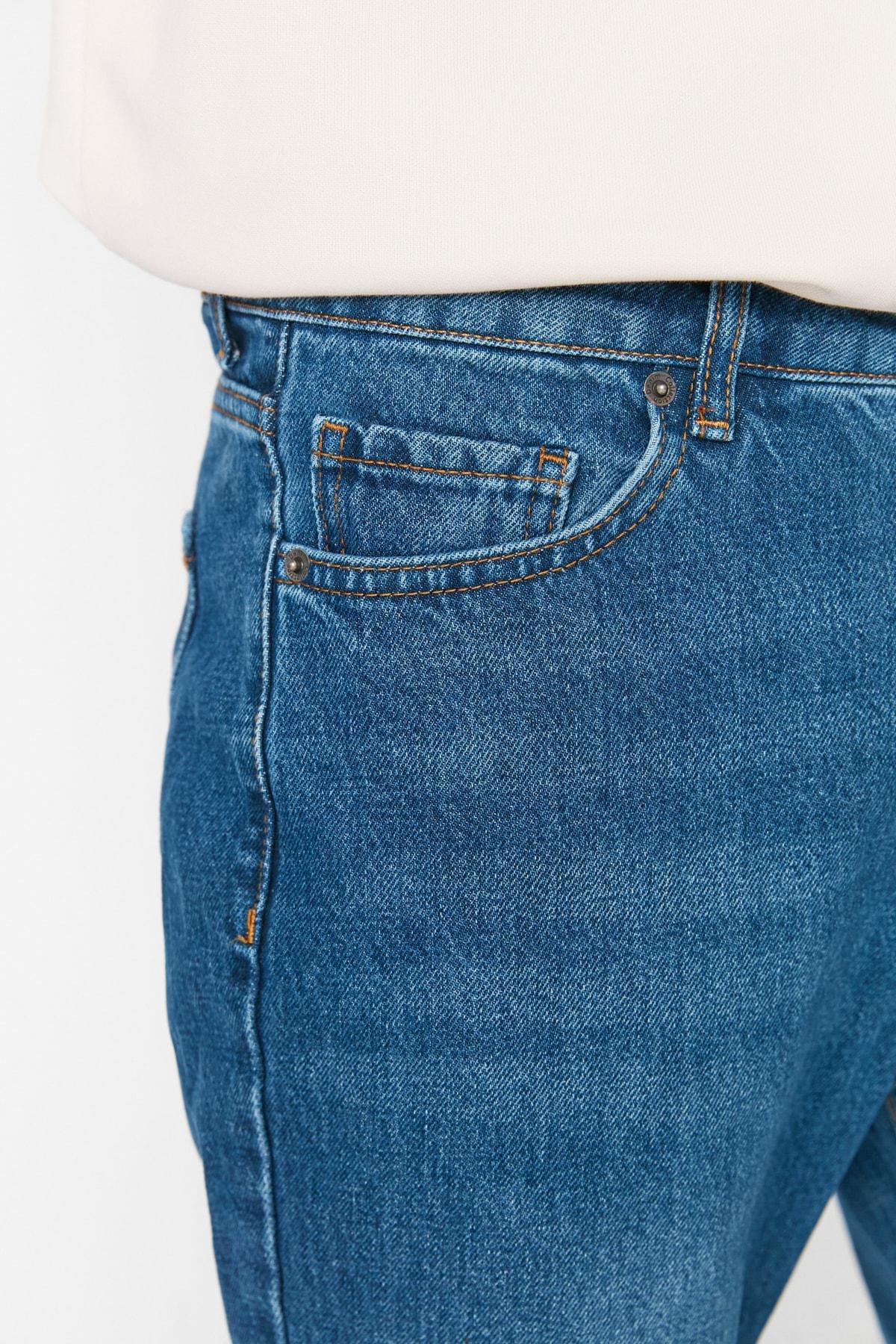 Navy Straight Denim Jeans, , large image number 4