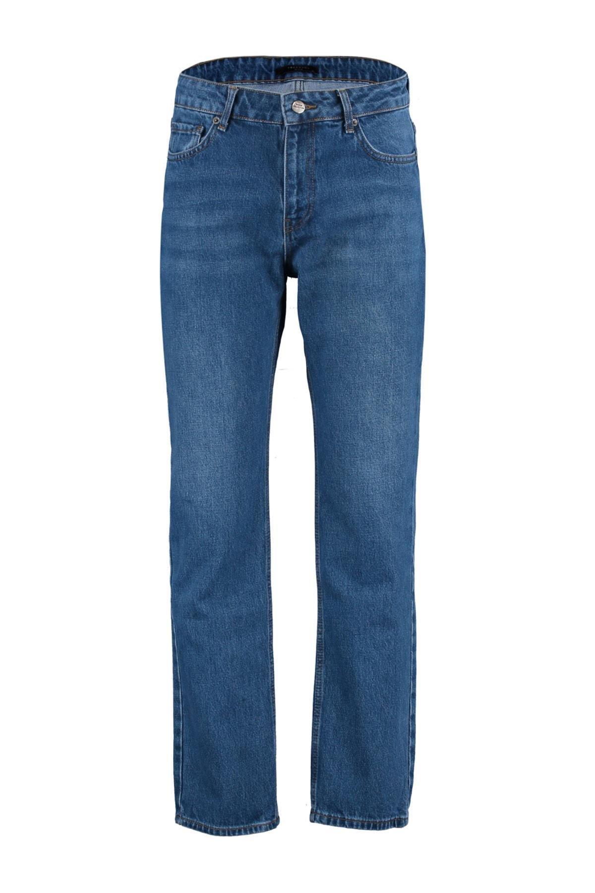Navy Straight Denim Jeans, , large image number 6