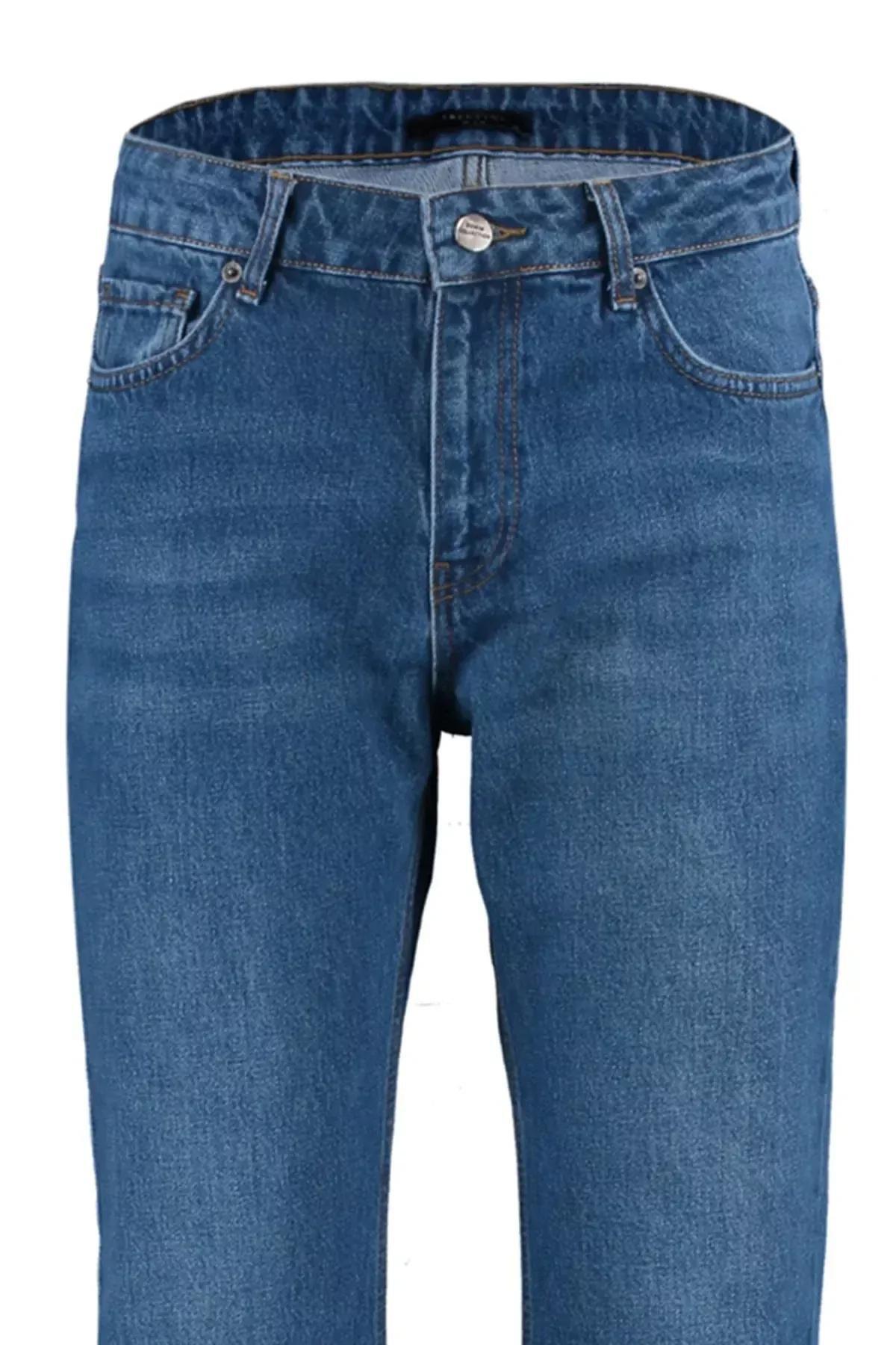Navy Straight Denim Jeans, Dark blue, large image number 6