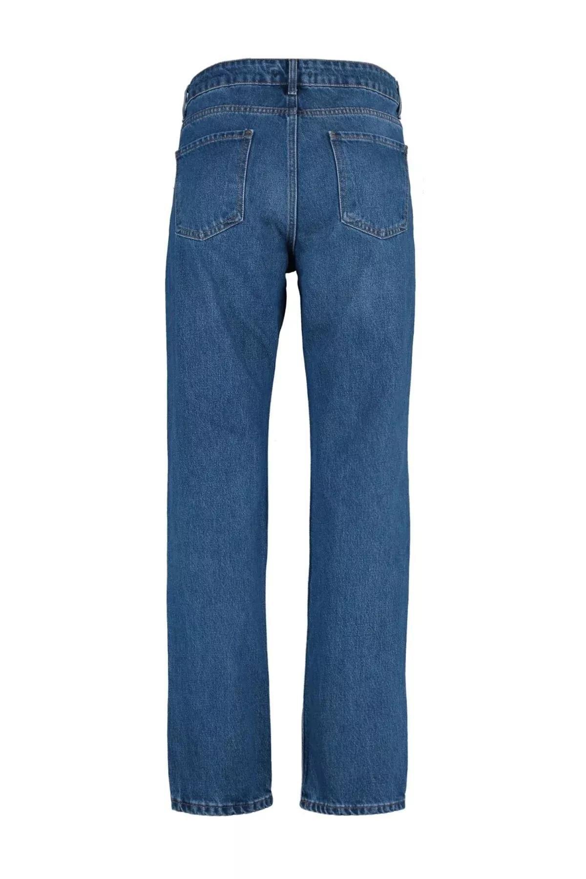 Navy Straight Denim Jeans, Dark blue, large image number 7