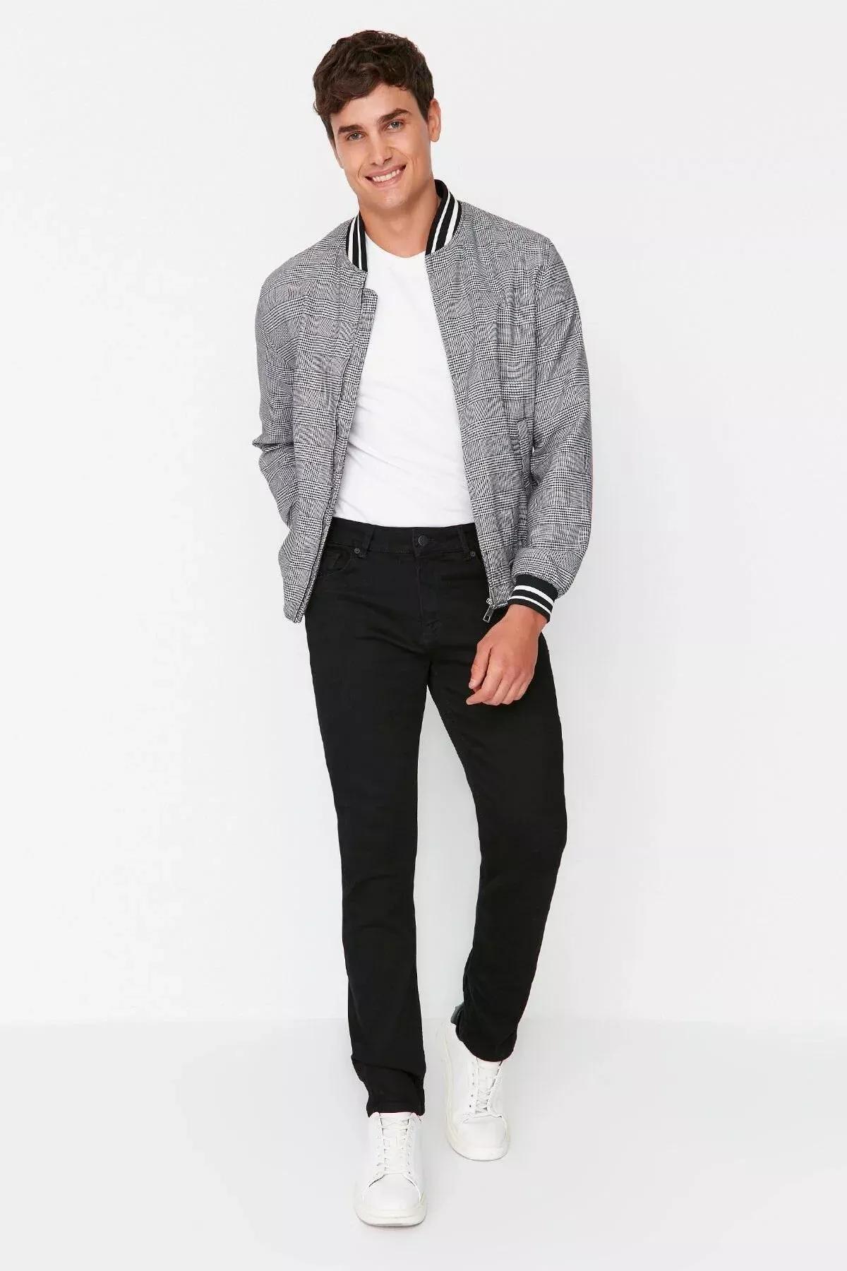 Black Denim Slim Jeans, Black, large image number 1