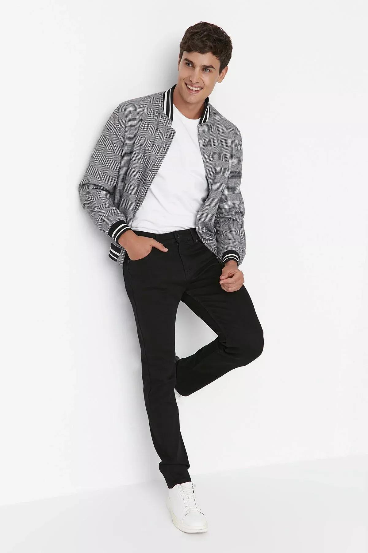Black Denim Slim Jeans, Black, large image number 3